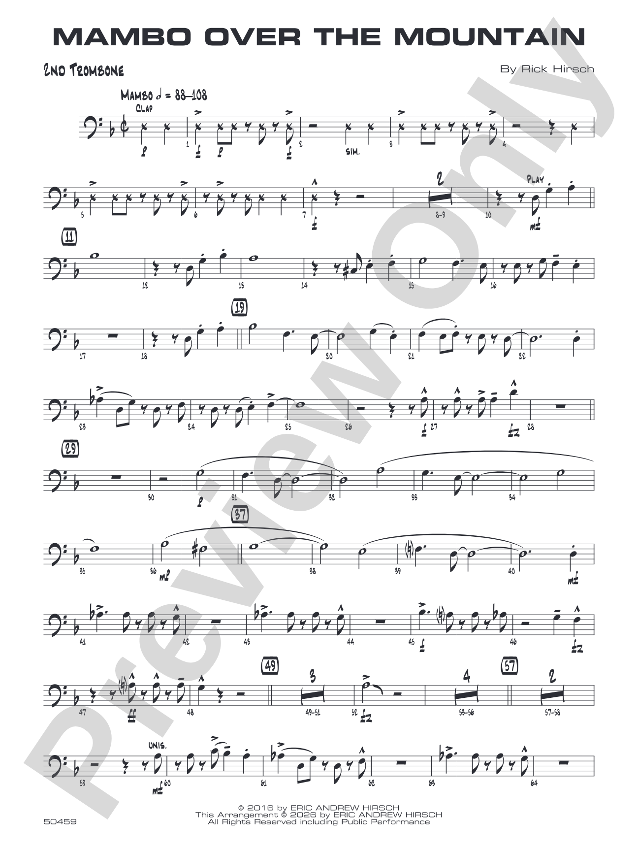 Mambo Over the Mountain: 2nd Trombone