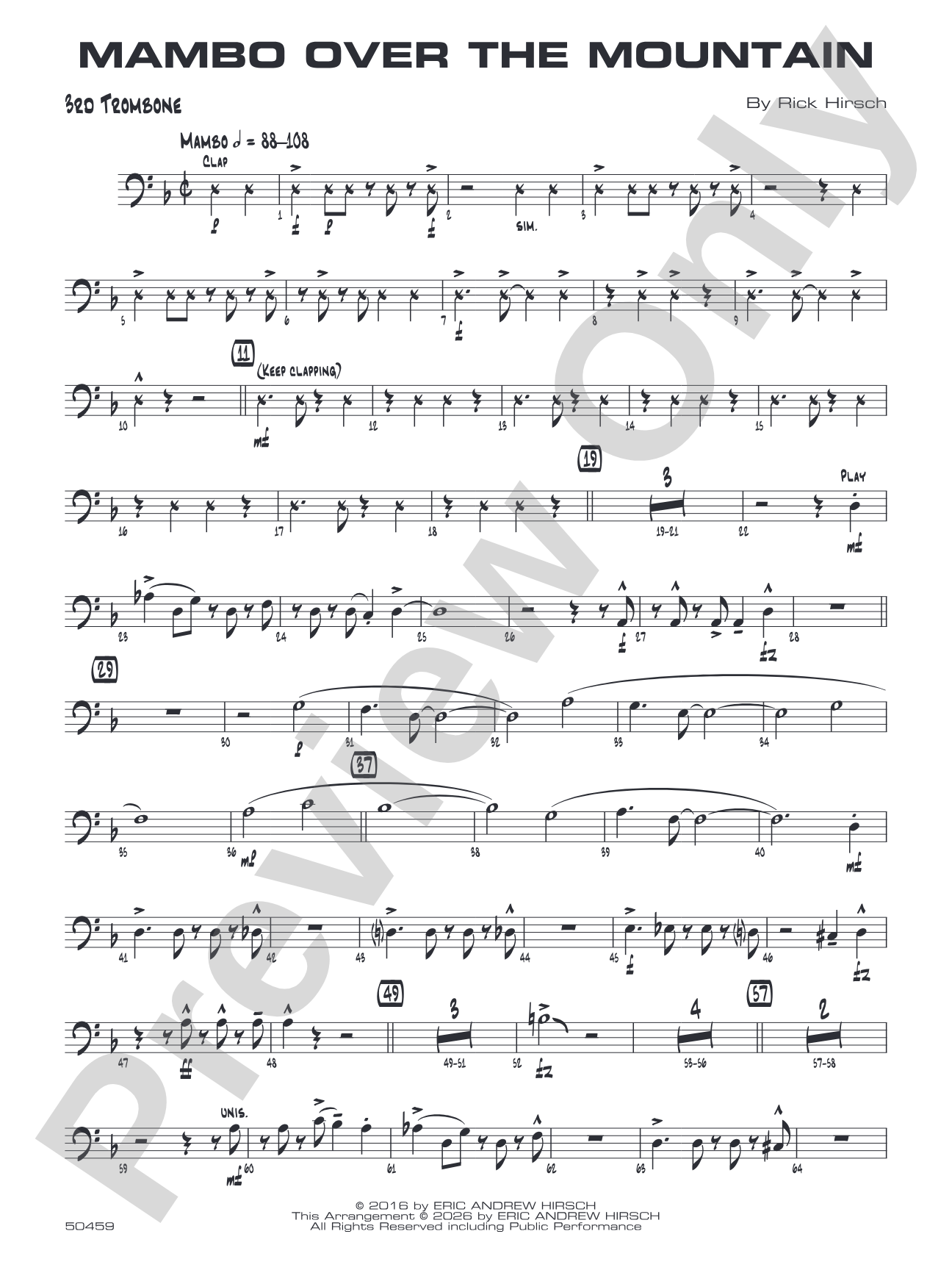 Mambo Over the Mountain: 3rd Trombone