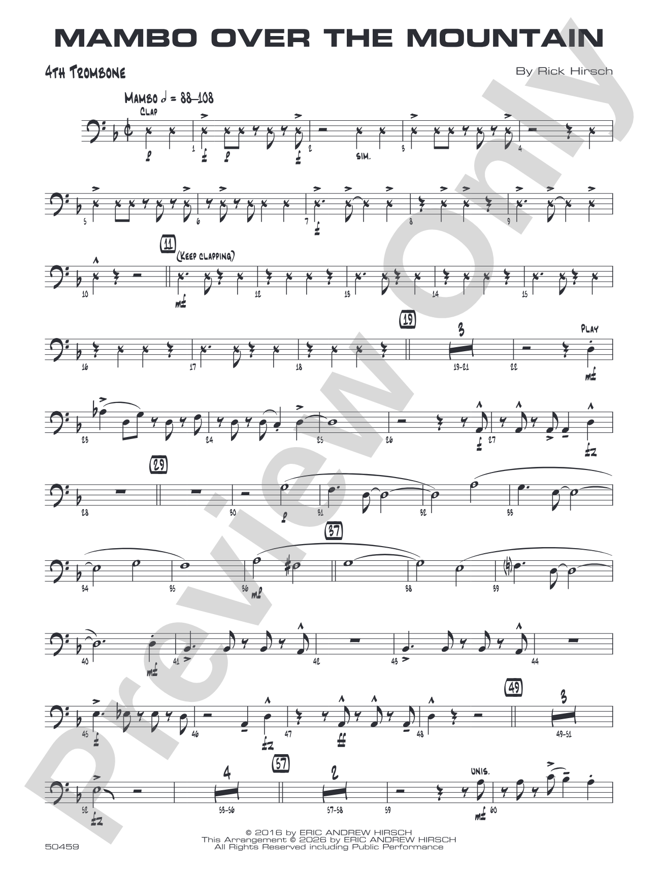 Mambo Over the Mountain: 4th Trombone