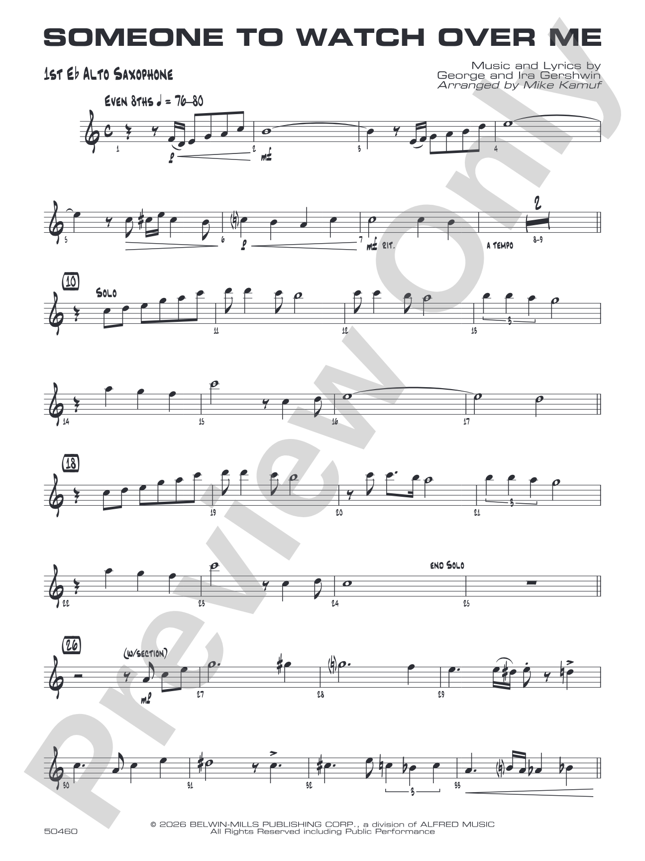 Someone to Watch Over Me: E-flat Alto Saxophone