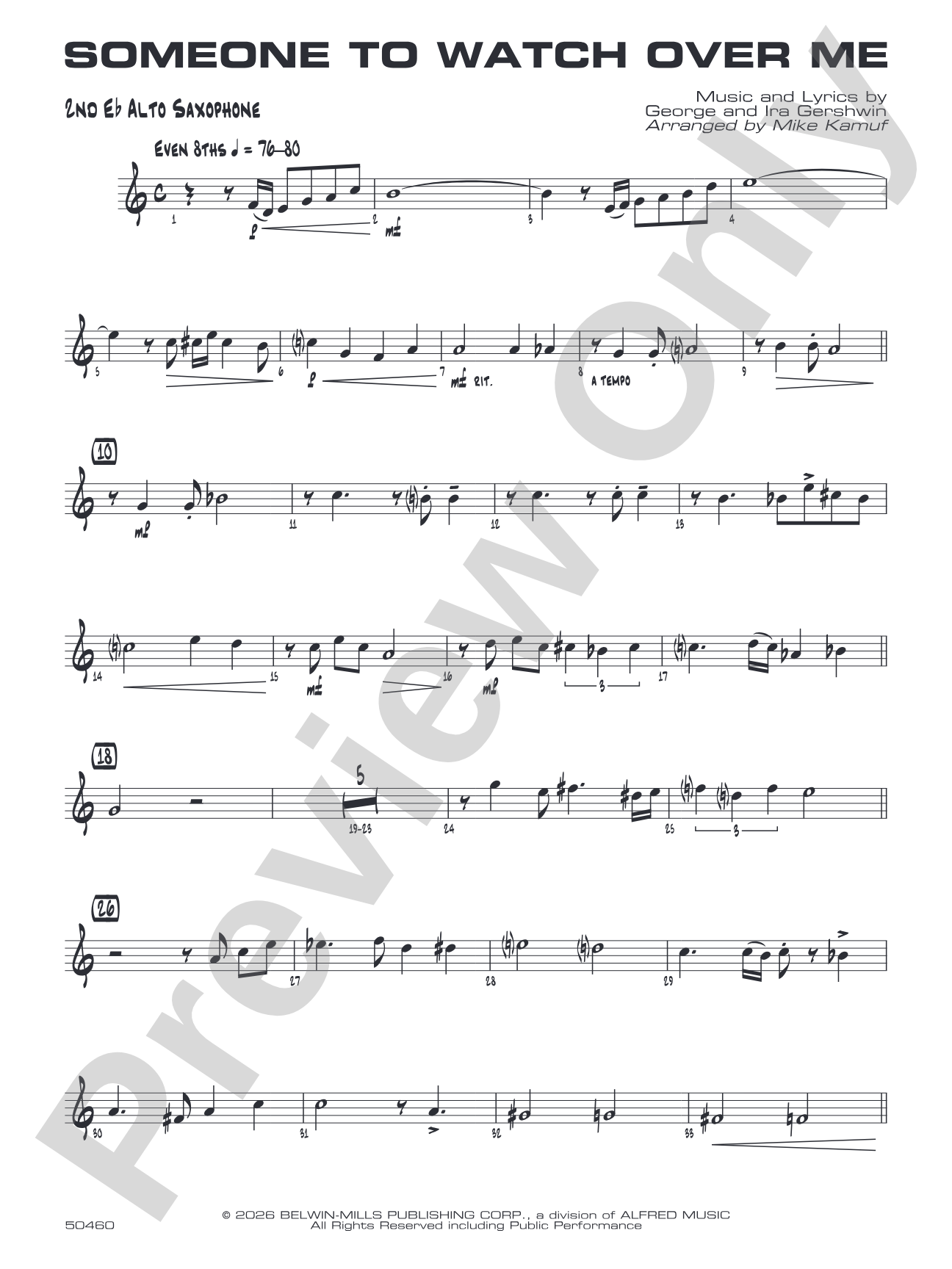 Someone to Watch Over Me: 2nd E-flat Alto Saxophone