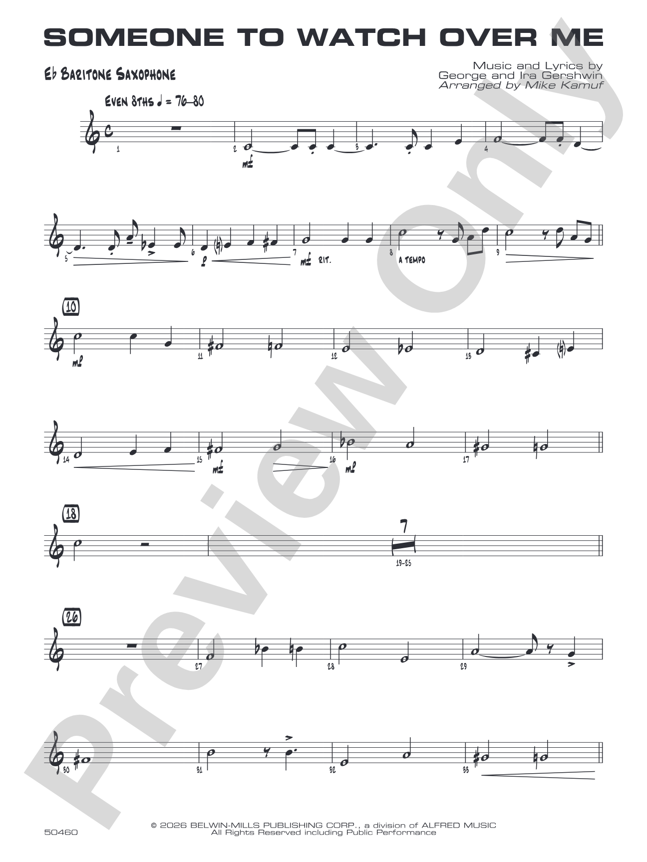 Someone to Watch Over Me: E-flat Baritone Saxophone