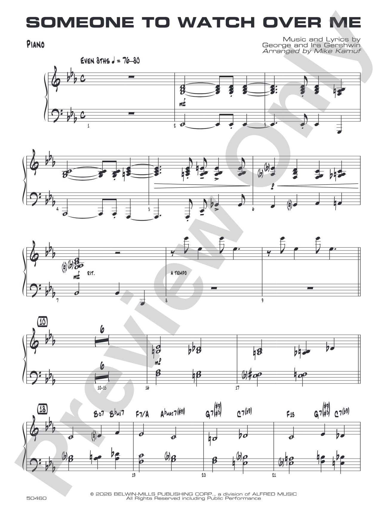 Someone to Watch Over Me: Piano Accompaniment