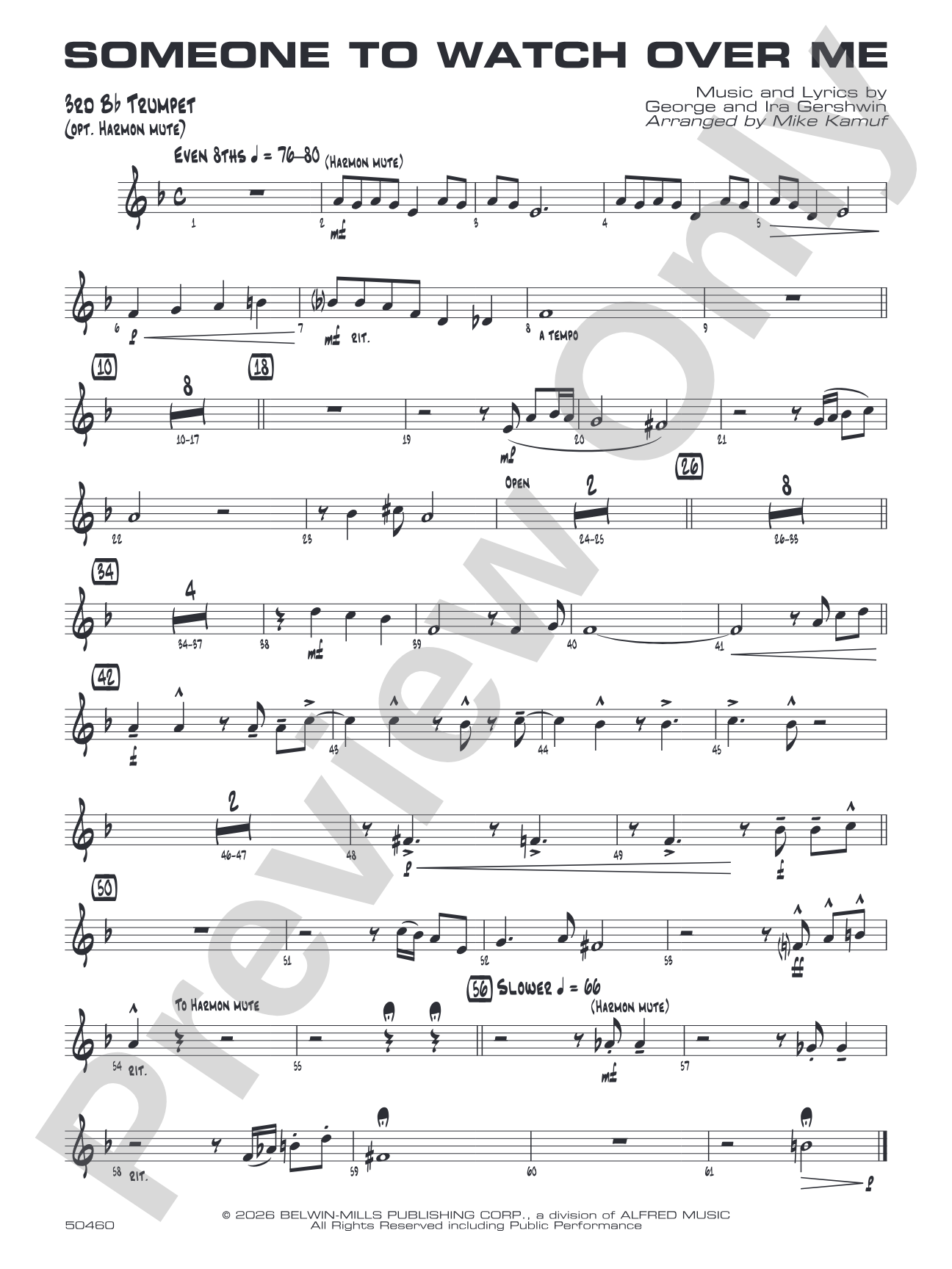 Someone to Watch Over Me: 3rd B-flat Trumpet