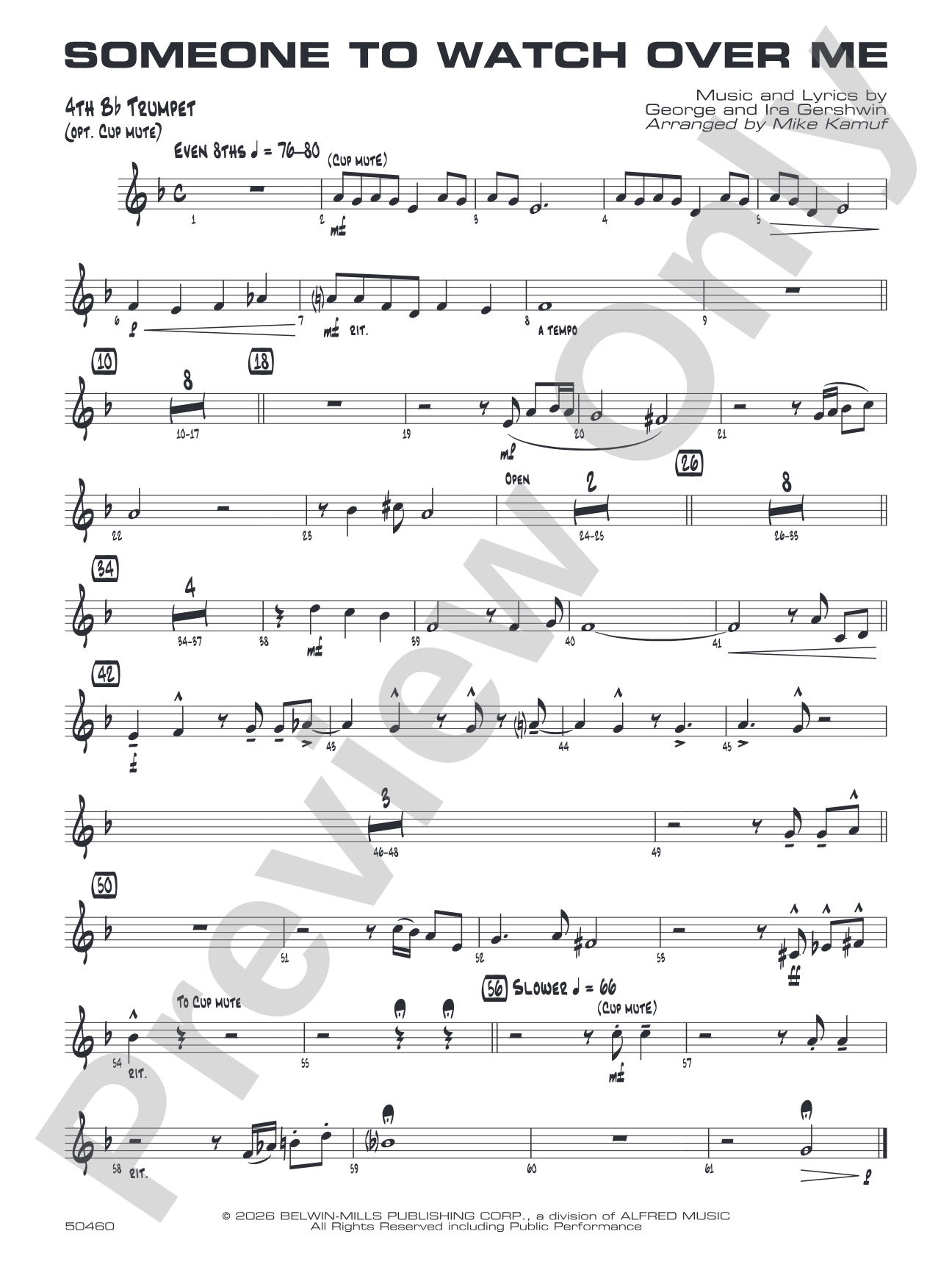 Someone to Watch Over Me: 4th B-flat Trumpet