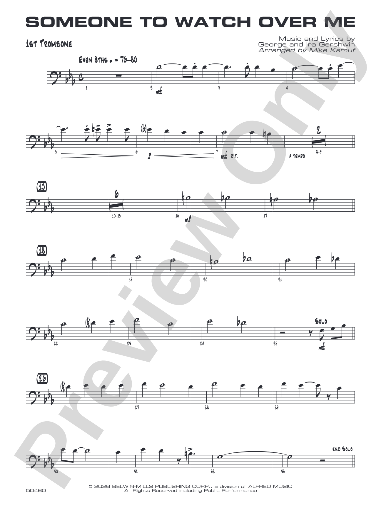 Someone to Watch Over Me: 1st Trombone