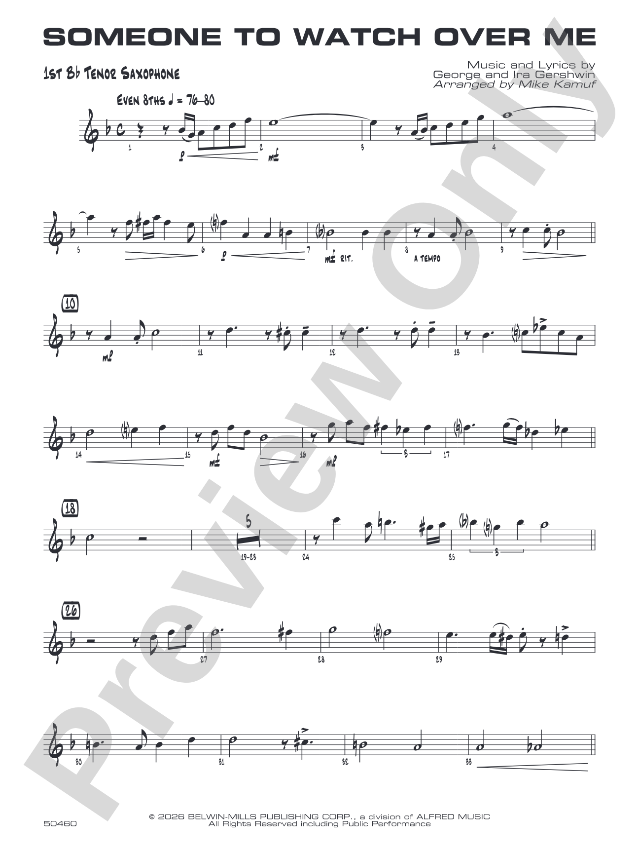 Someone to Watch Over Me: B-flat Tenor Saxophone