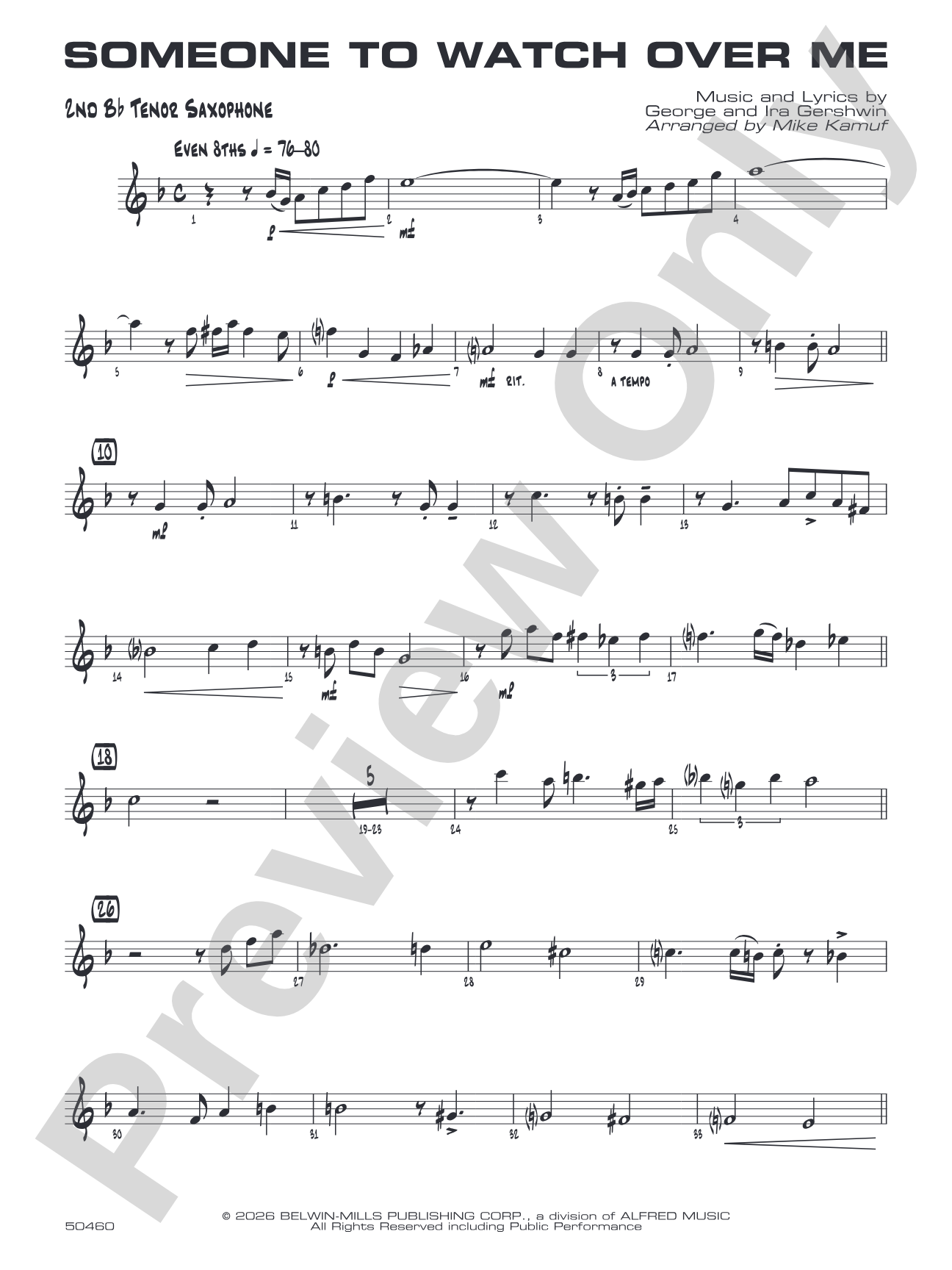 Someone to Watch Over Me: 2nd B-flat Tenor Saxophone