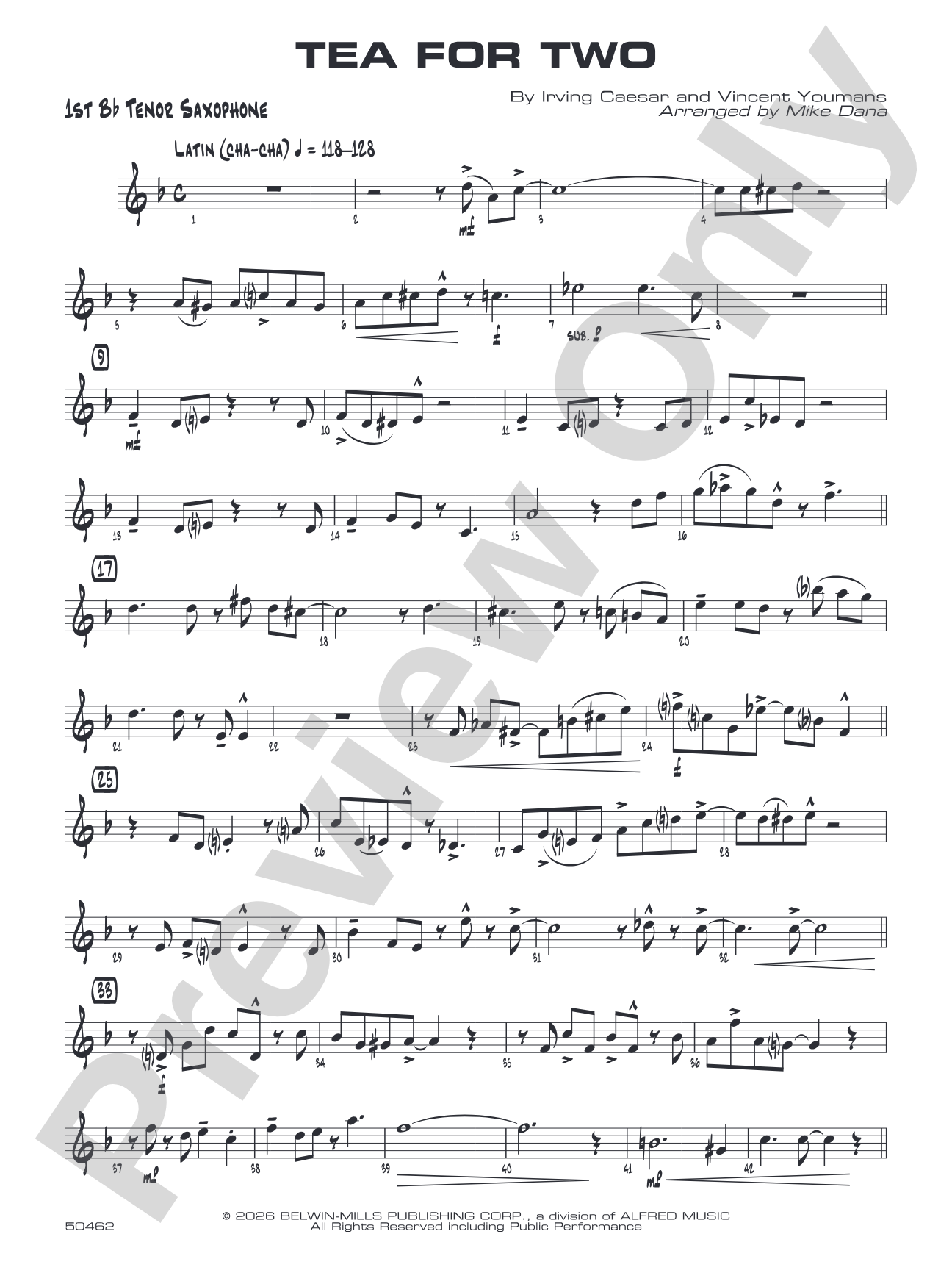 Tea for Two: B-flat Tenor Saxophone