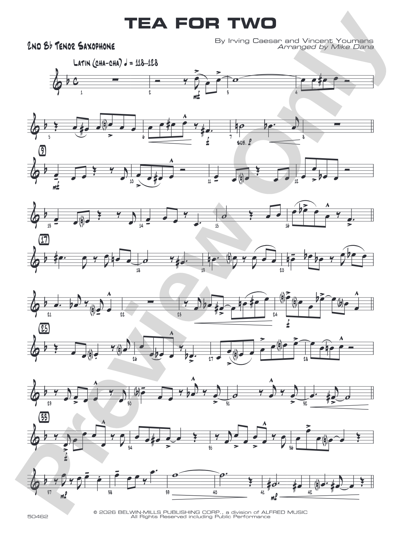 Tea for Two: 2nd B-flat Tenor Saxophone