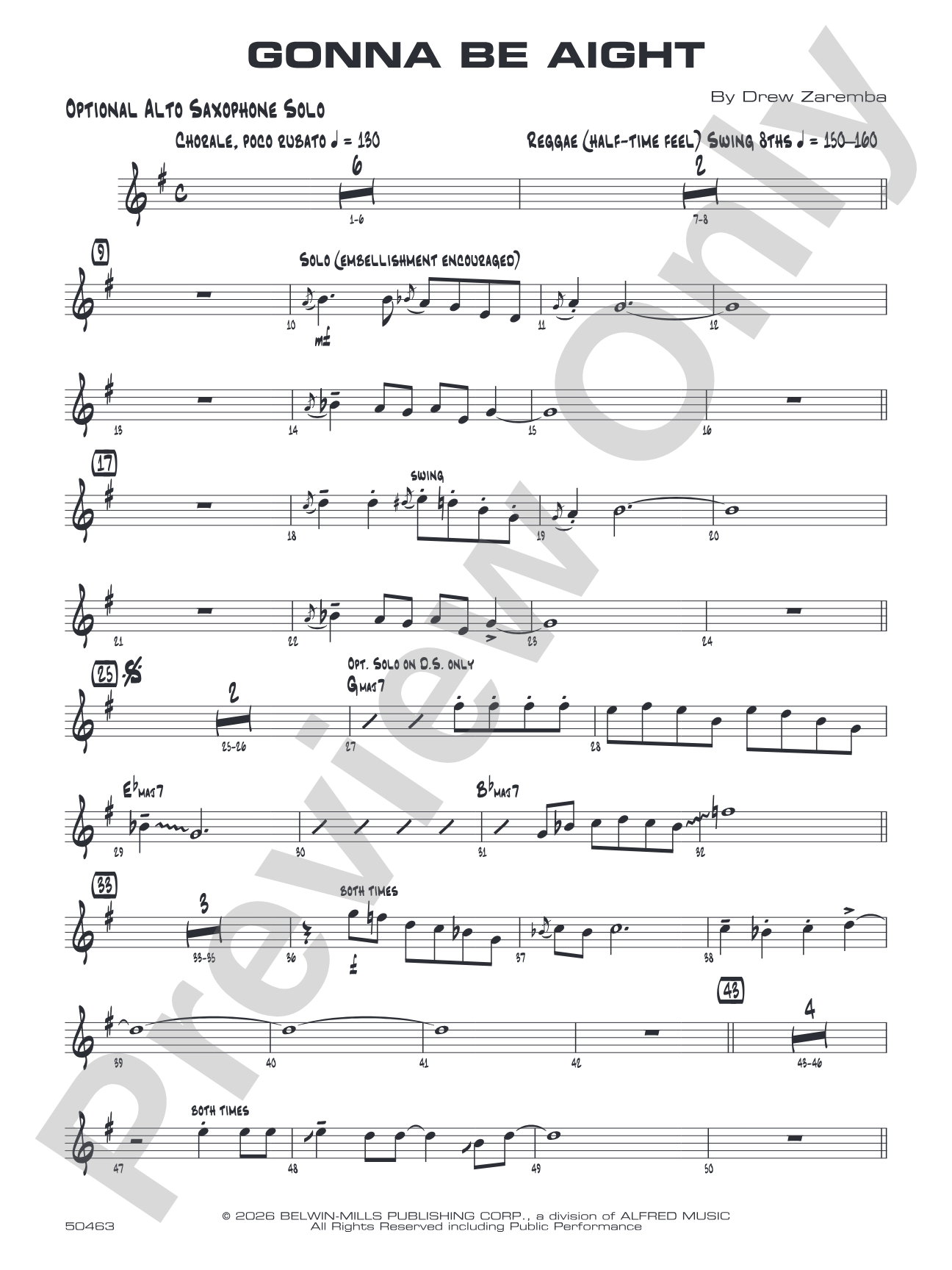 Gonna Be Aight: Optional Solo Alto Saxophone