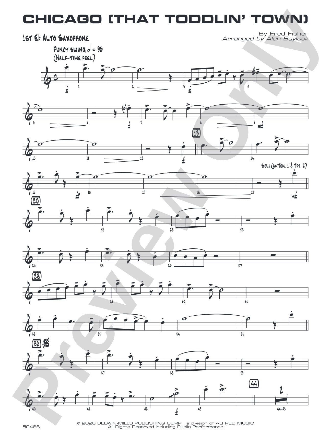 Chicago (That Toddlin' Town): E-flat Alto Saxophone