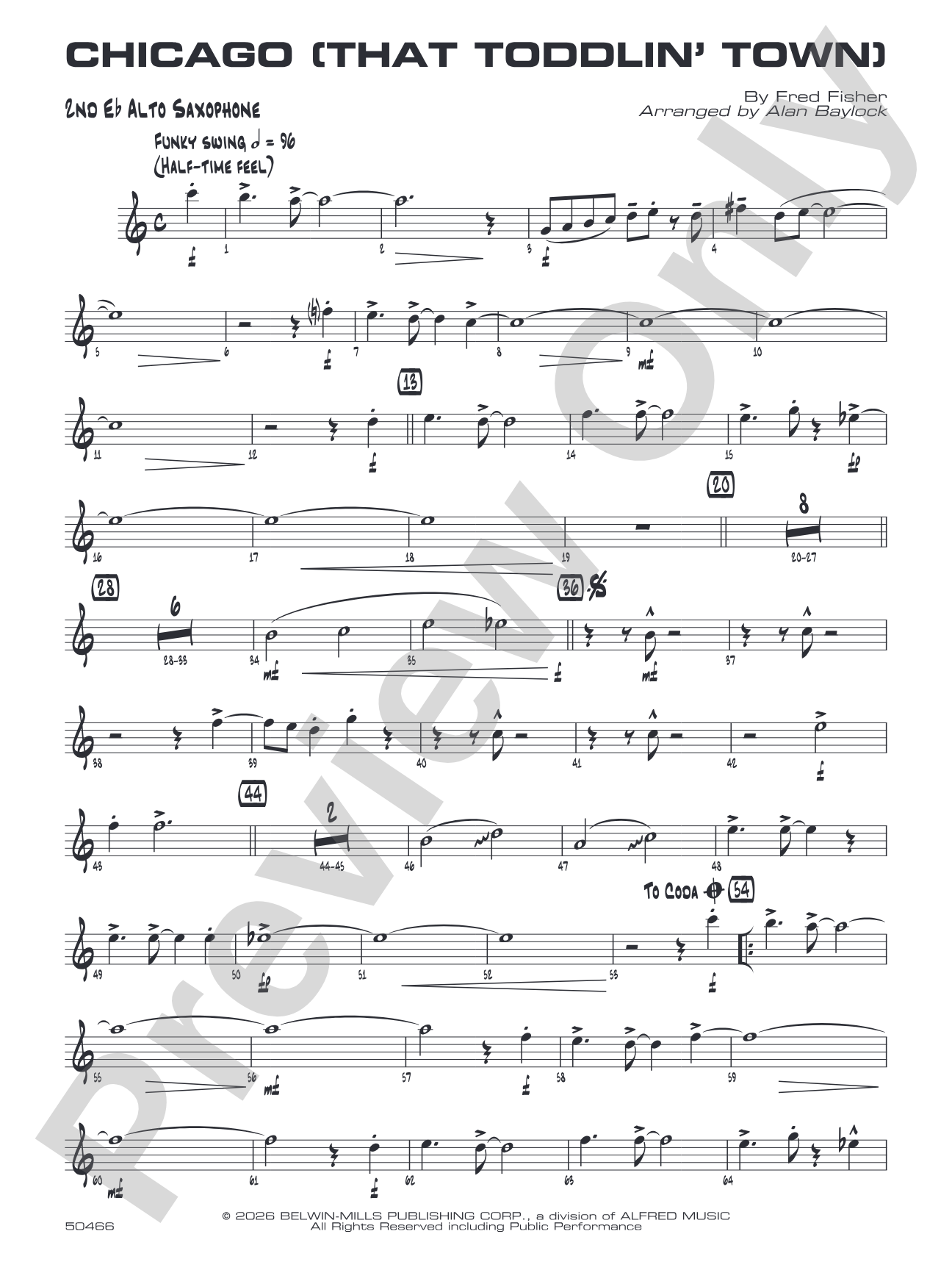 Chicago (That Toddlin' Town): 2nd E-flat Alto Saxophone
