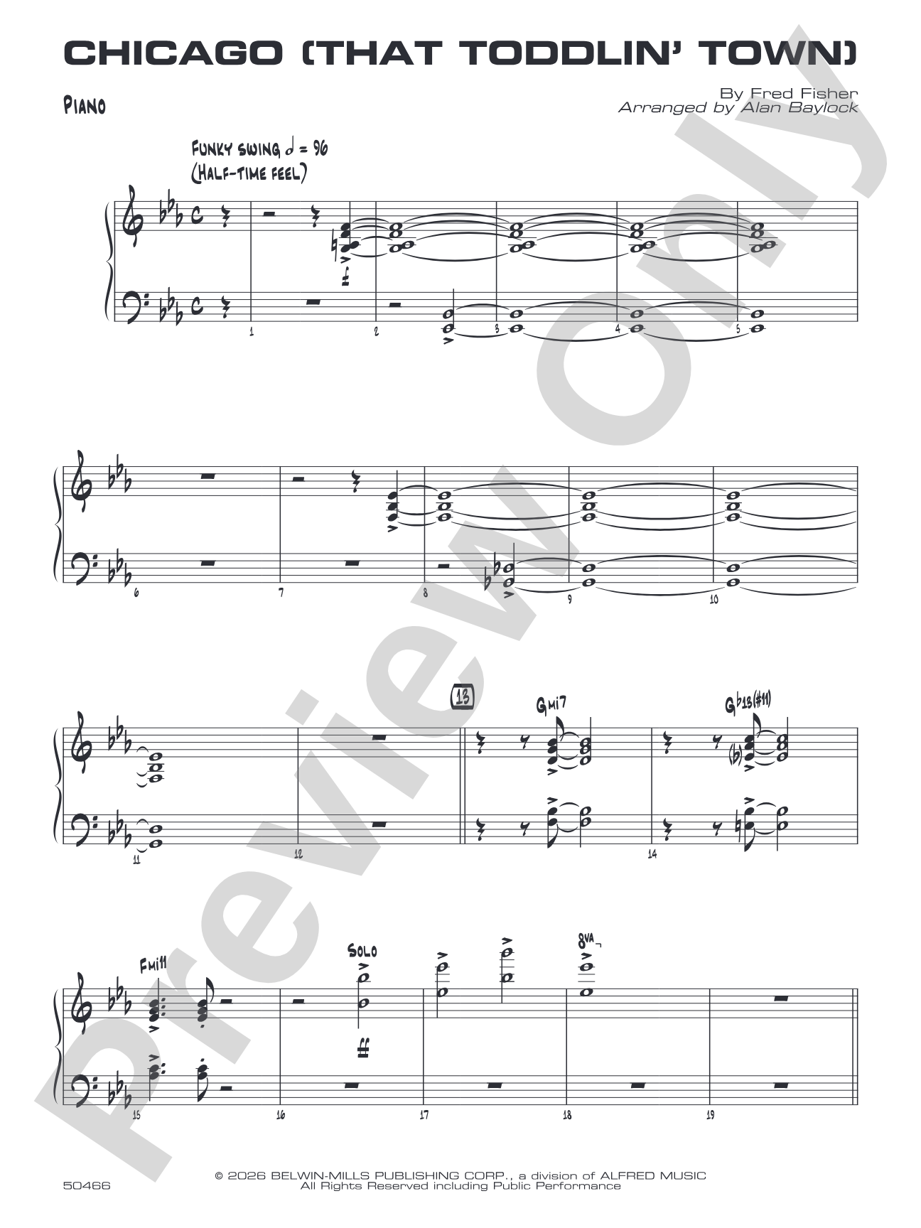 Chicago (That Toddlin' Town): Piano Accompaniment