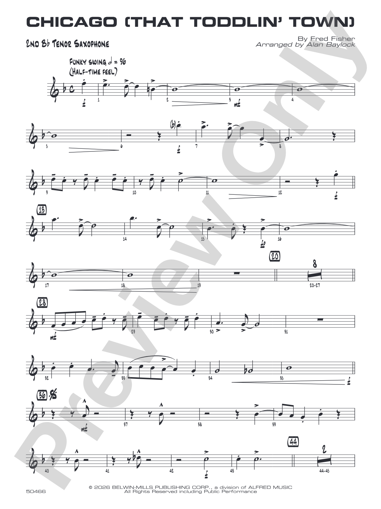 Chicago (That Toddlin' Town): 2nd B-flat Tenor Saxophone