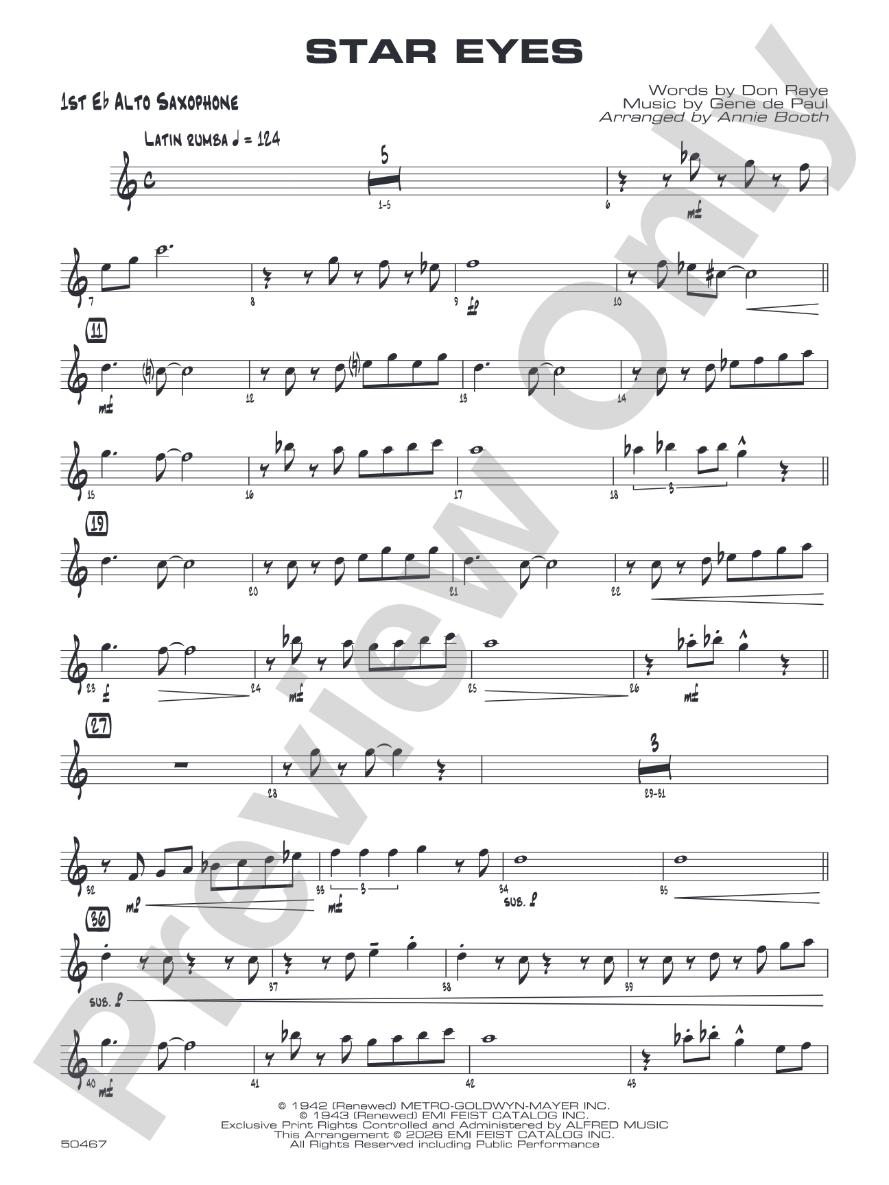 Star Eyes: E-flat Alto Saxophone