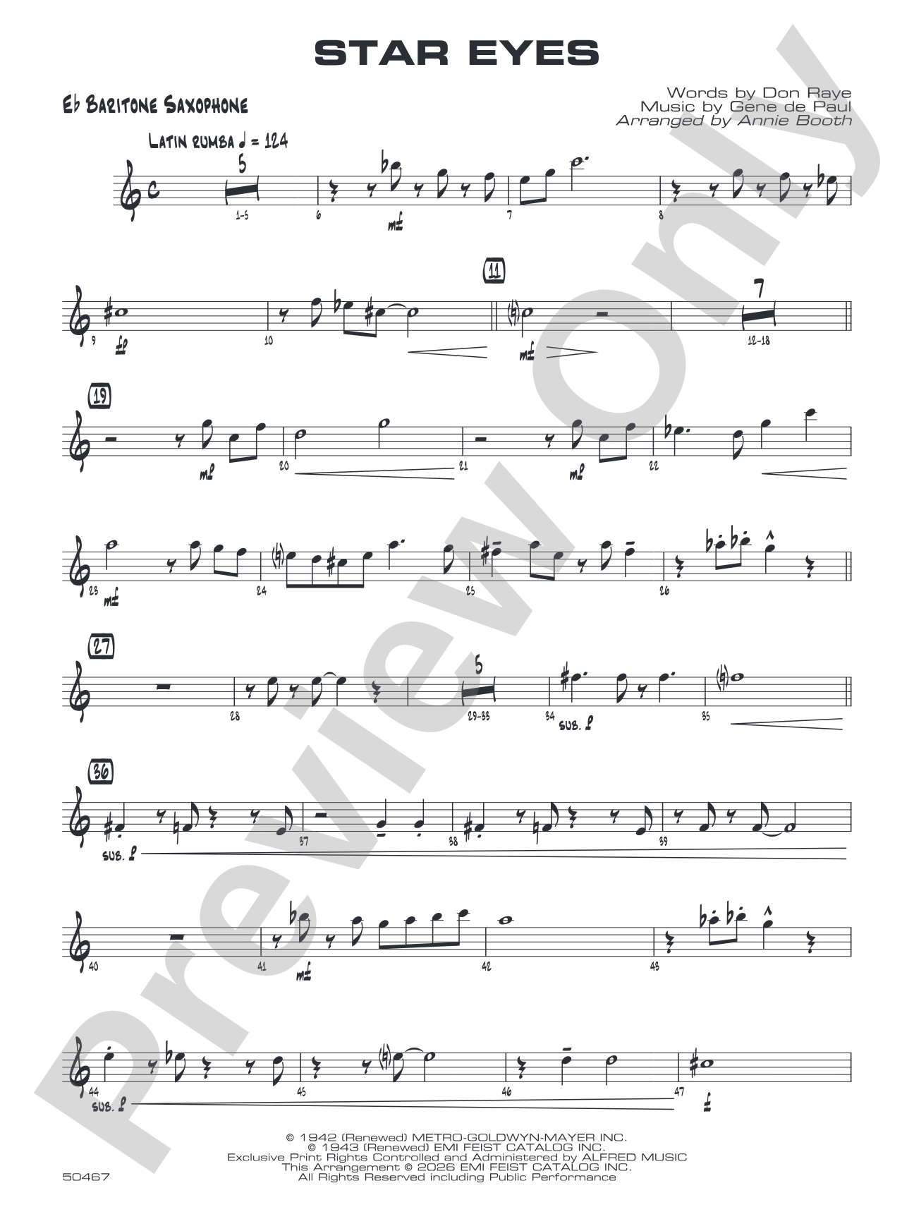 Star Eyes: E-flat Baritone Saxophone