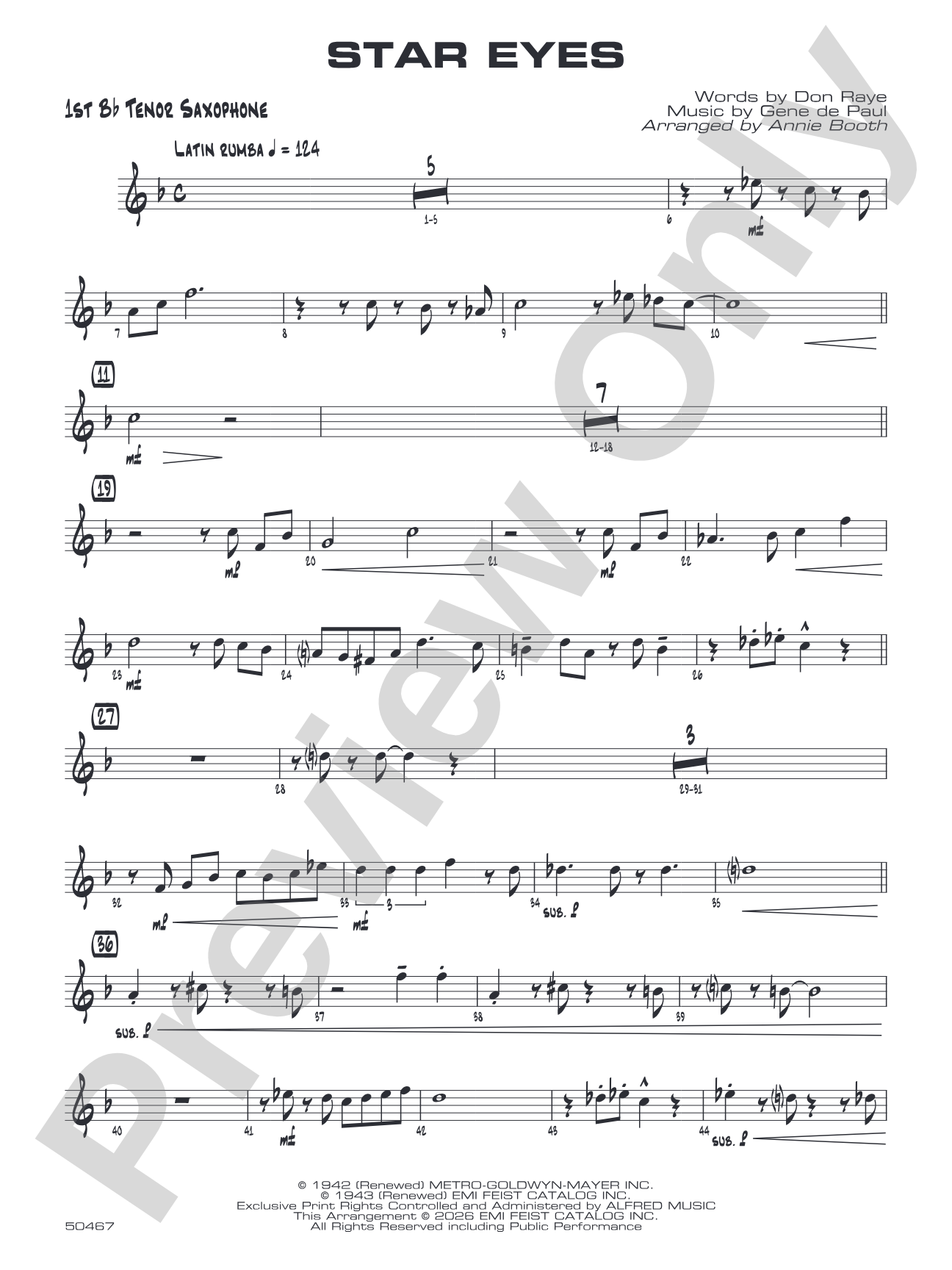Star Eyes: B-flat Tenor Saxophone