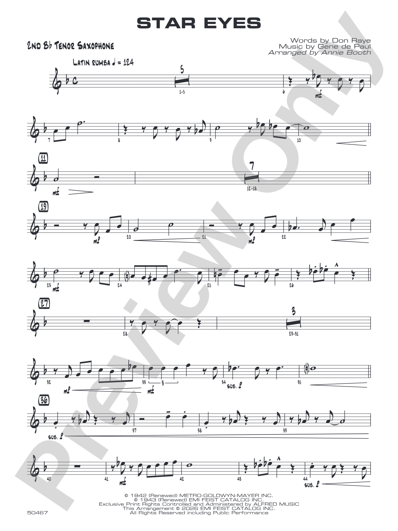 Star Eyes: 2nd B-flat Tenor Saxophone