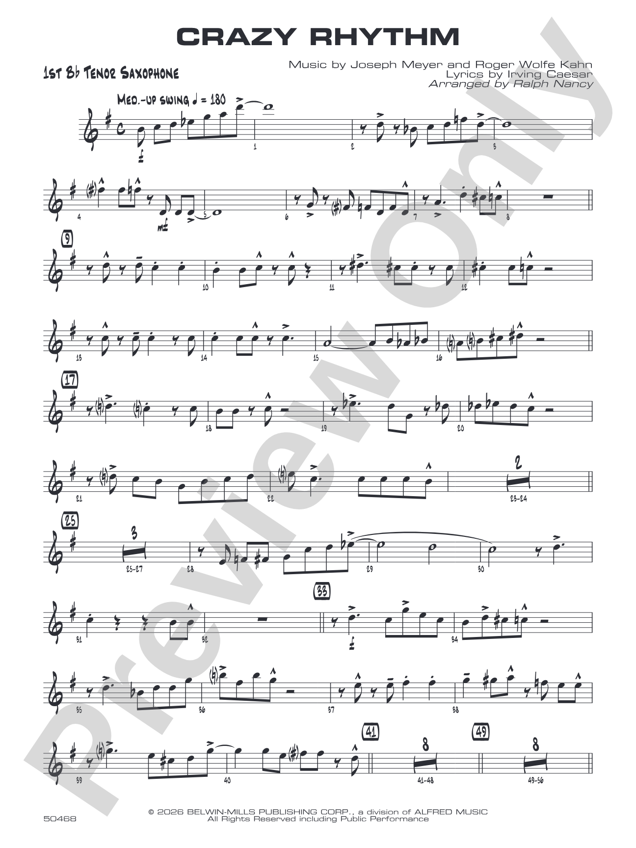 Crazy Rhythm: B-flat Tenor Saxophone