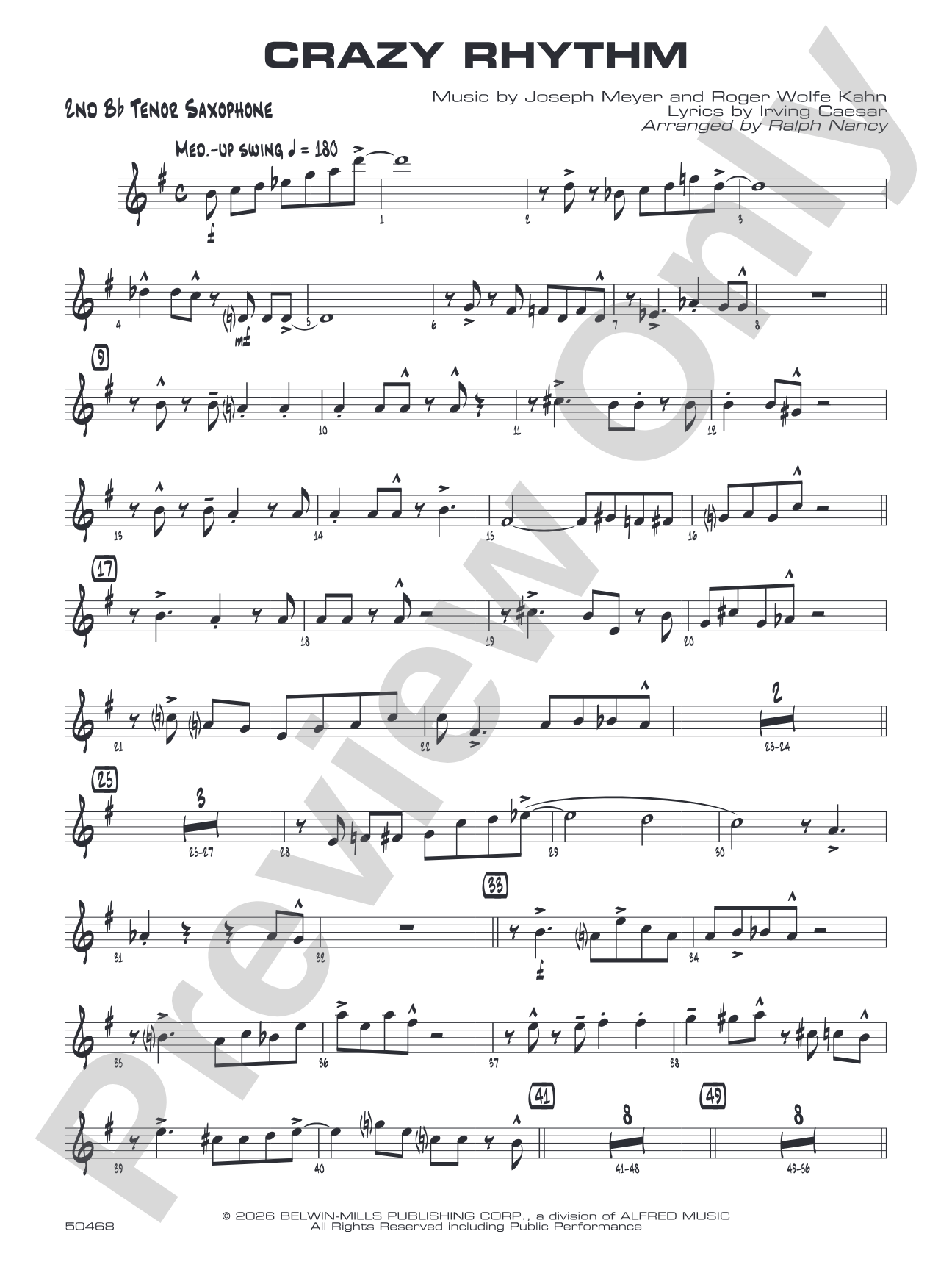 Crazy Rhythm: 2nd B-flat Tenor Saxophone