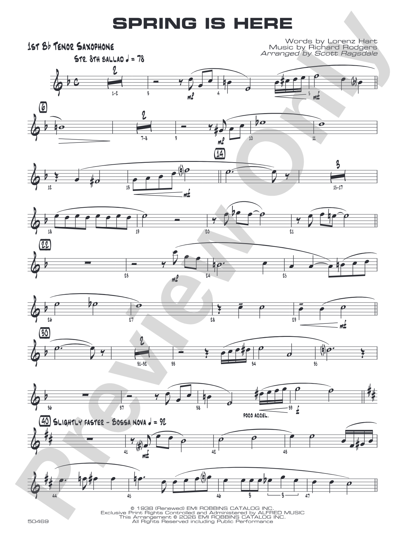 Spring Is Here: B-flat Tenor Saxophone