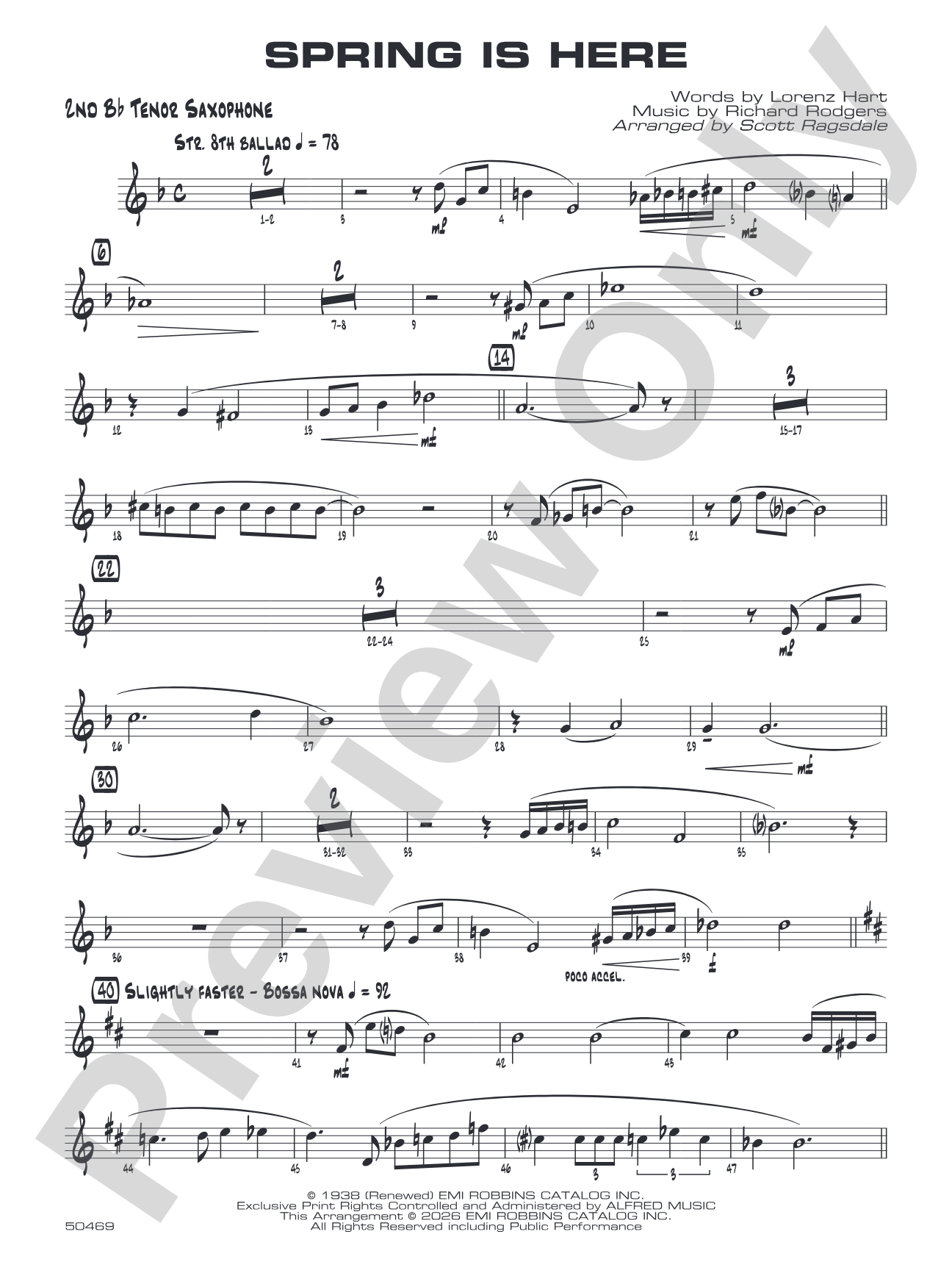 Spring Is Here: 2nd B-flat Tenor Saxophone
