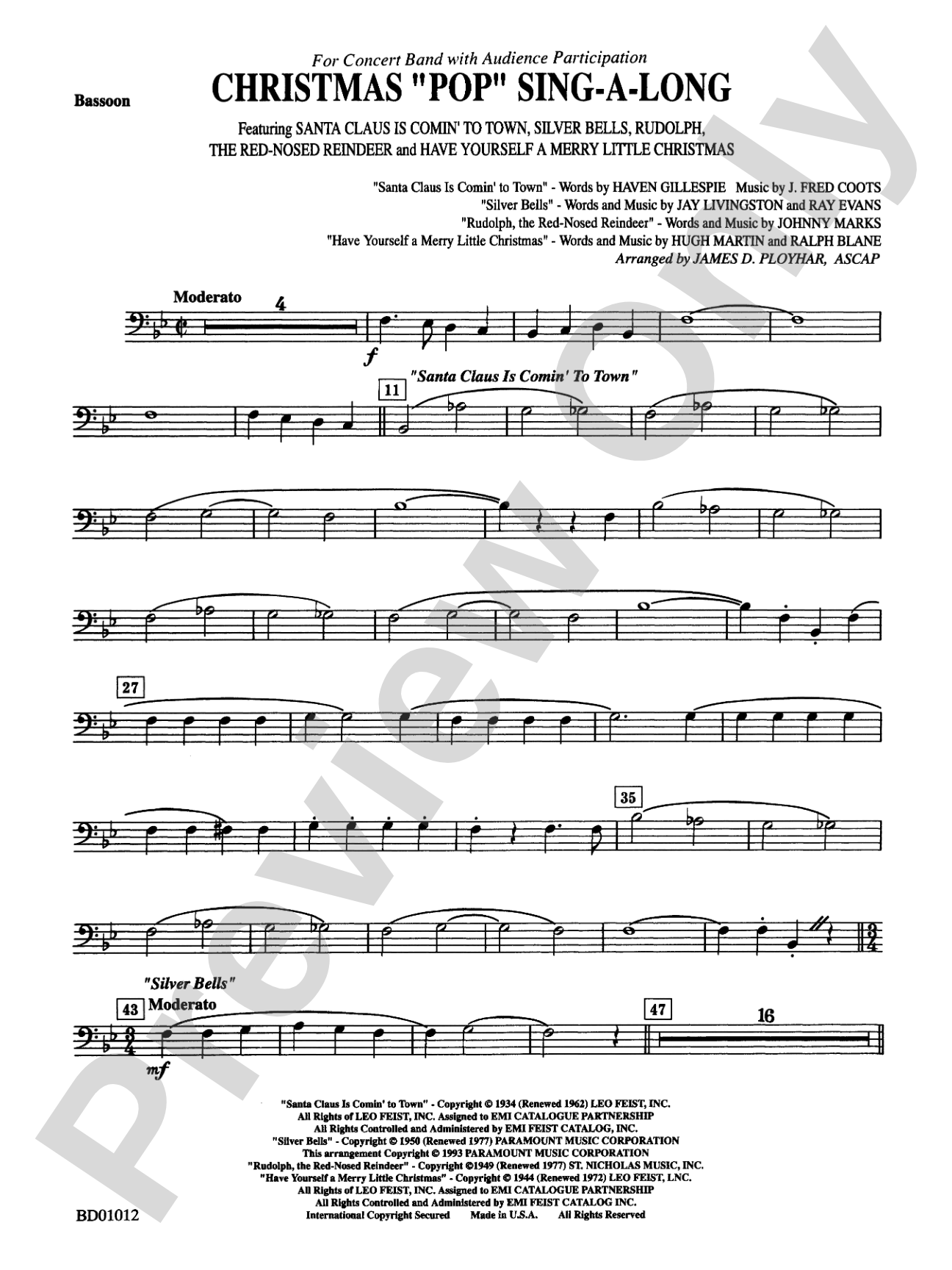 Christmas "Pop" Sing Along (for Concert Band with Audience Participation): Bassoon