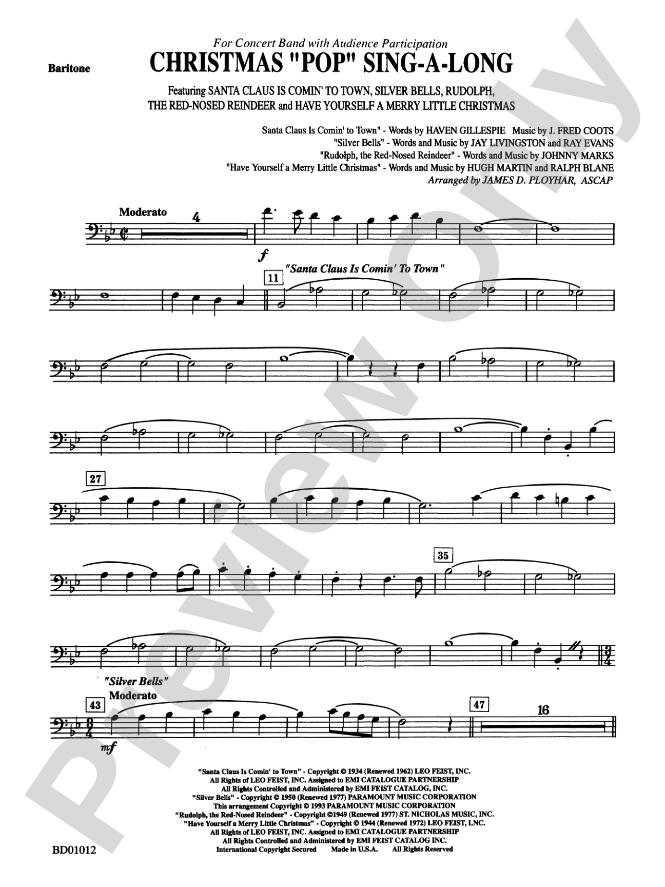 Christmas "Pop" Sing Along (for Concert Band with Audience Participation): Baritone B.C.