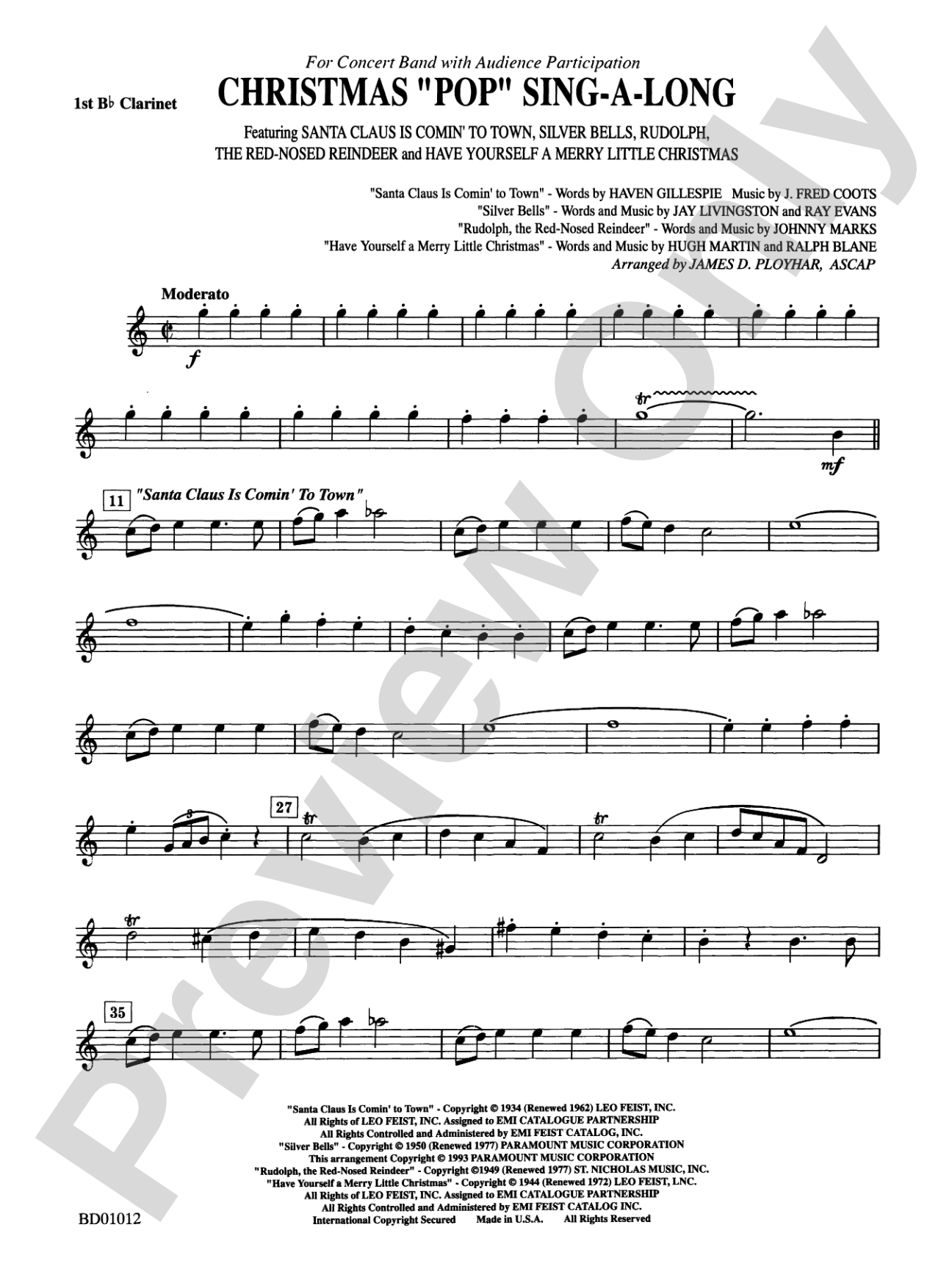 Christmas "Pop" Sing Along (for Concert Band with Audience Participation): 1st B-flat Clarinet