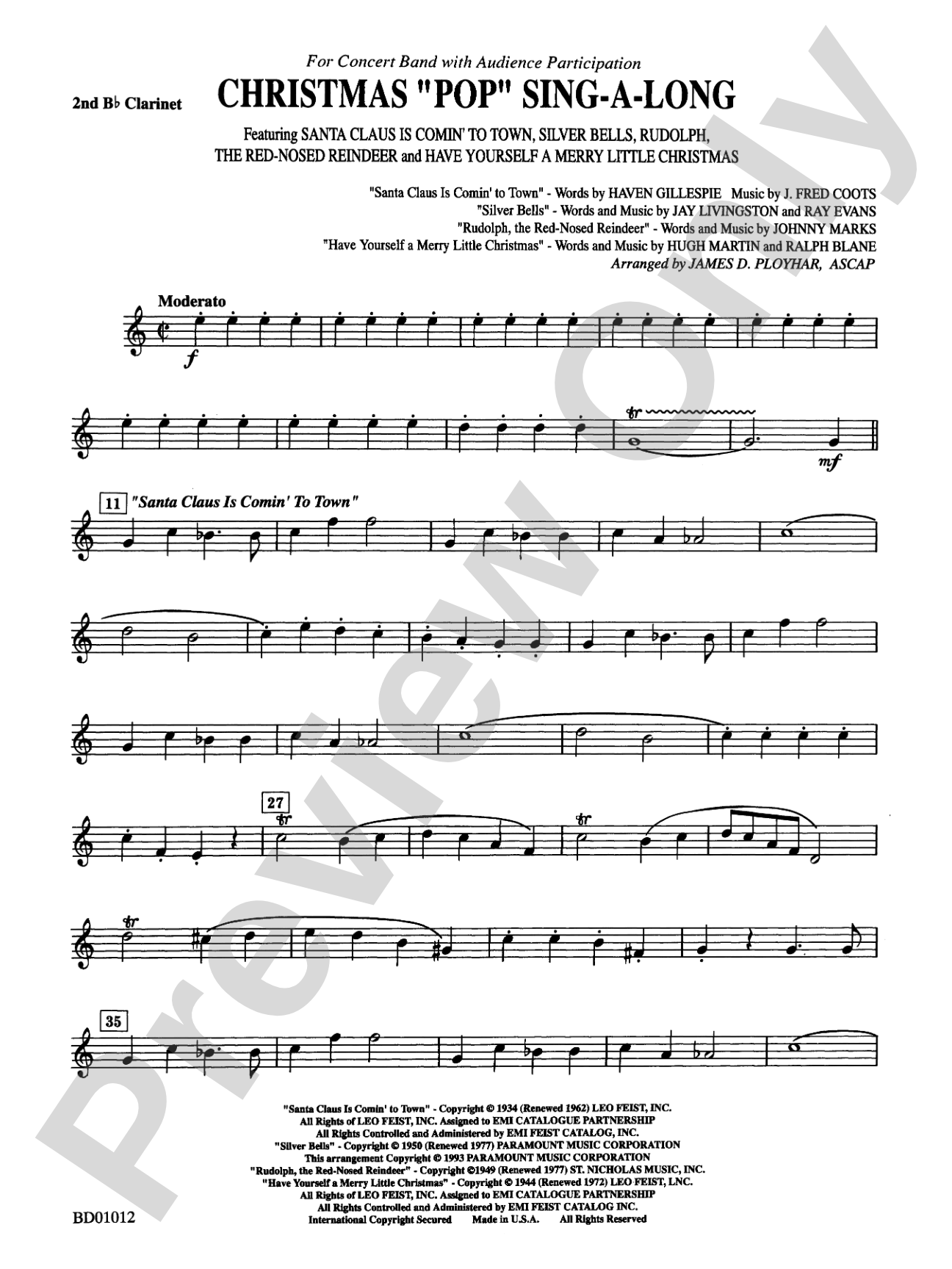 Christmas "Pop" Sing Along (for Concert Band with Audience Participation): 2nd B-flat Clarinet