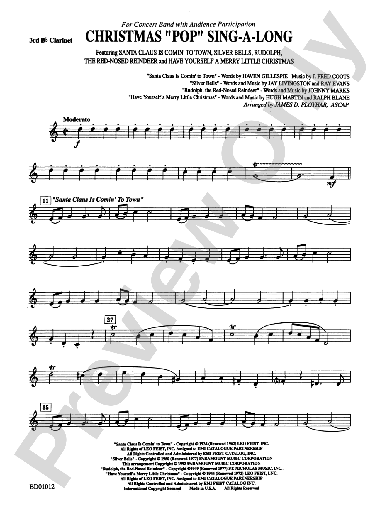 Christmas "Pop" Sing Along (for Concert Band with Audience Participation): 3rd B-flat Clarinet