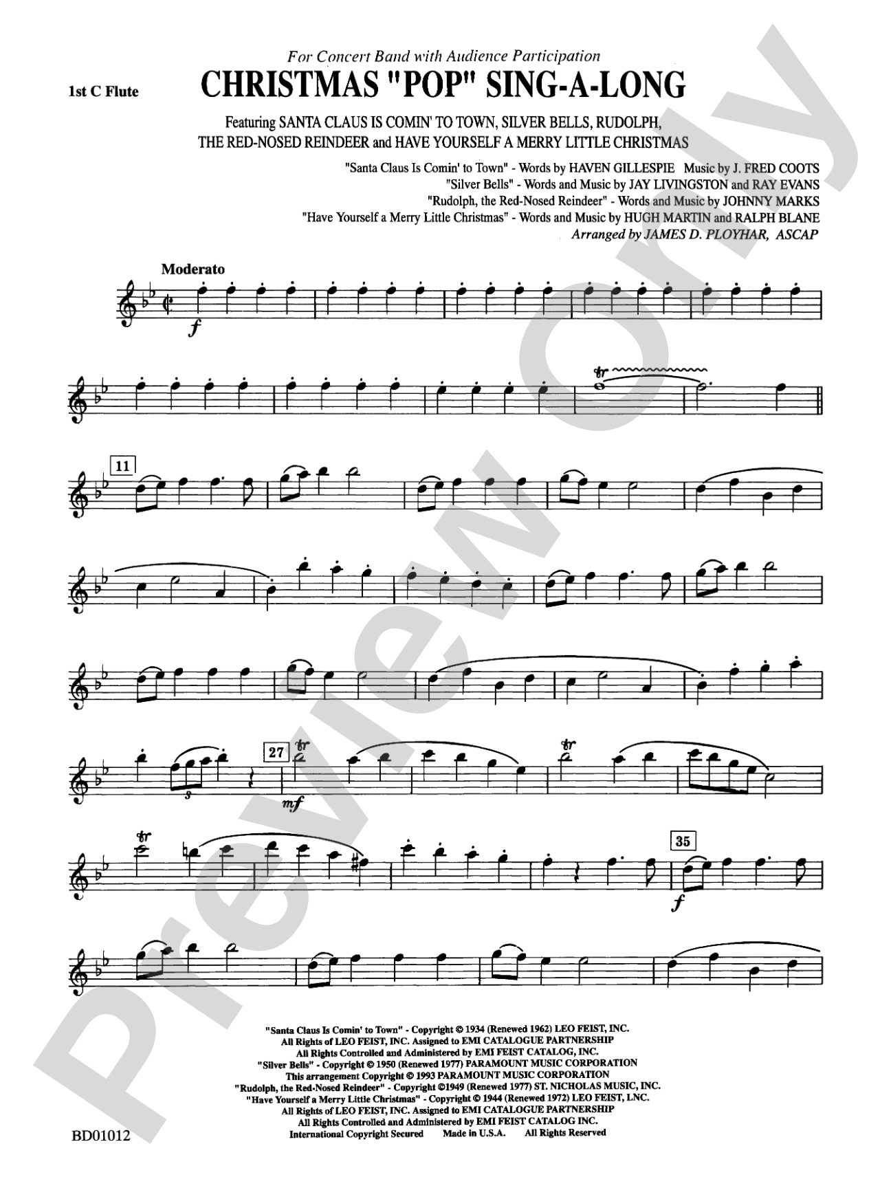 Christmas "Pop" Sing Along (for Concert Band with Audience Participation): Flute
