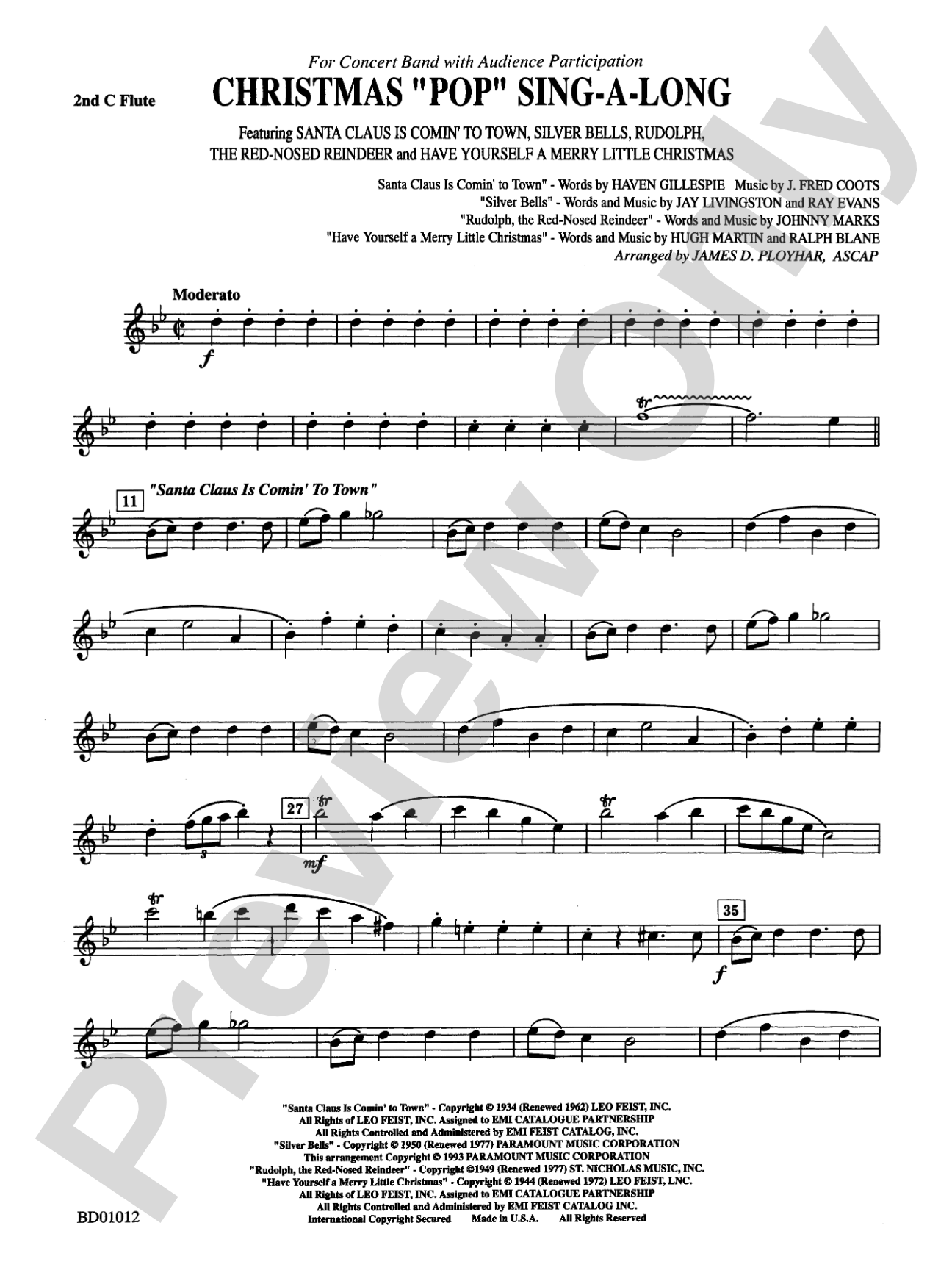Christmas "Pop" Sing Along (for Concert Band with Audience Participation): 2nd Flute
