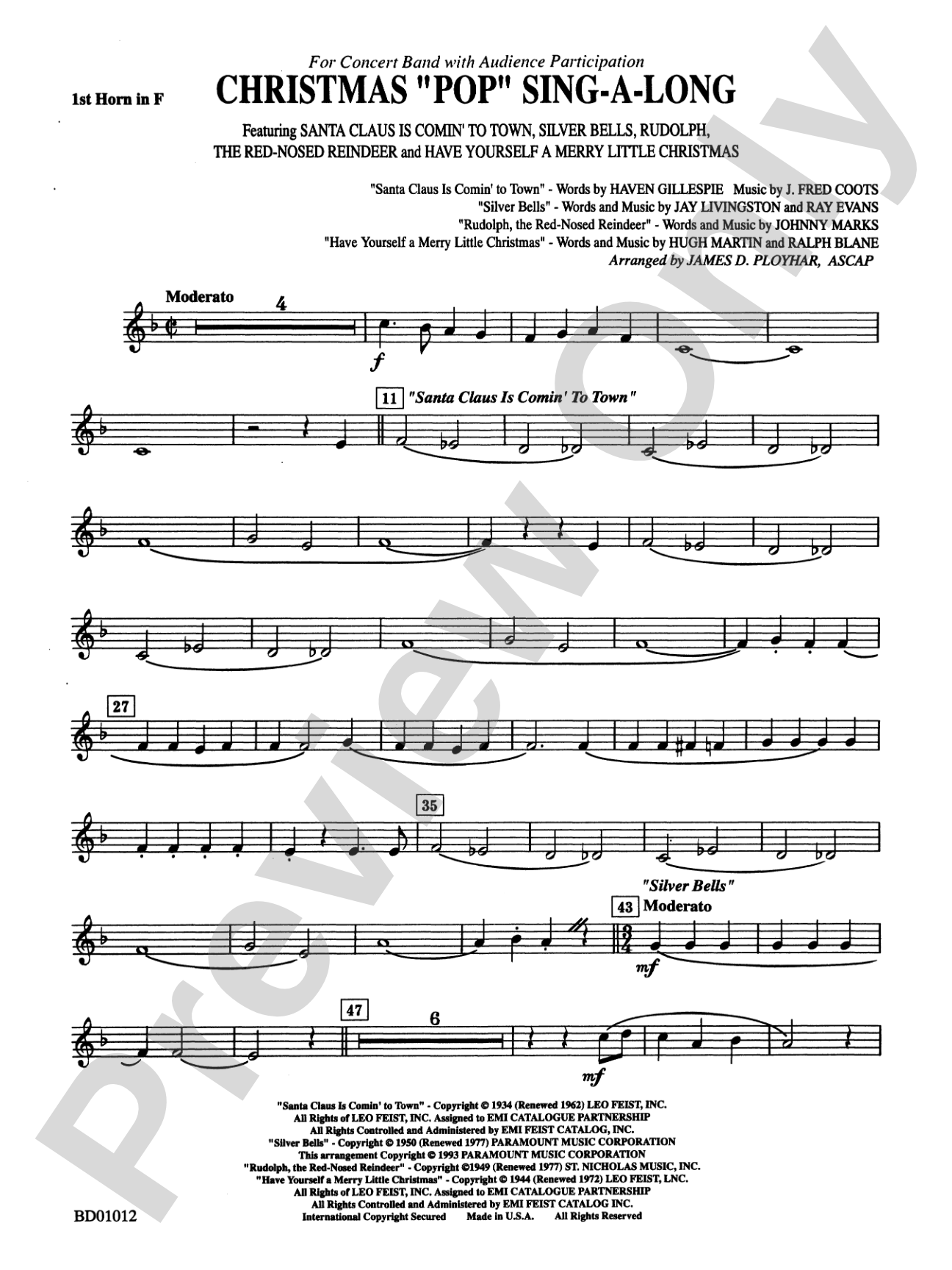 Christmas "Pop" Sing Along (for Concert Band with Audience Participation): 1st F Horn
