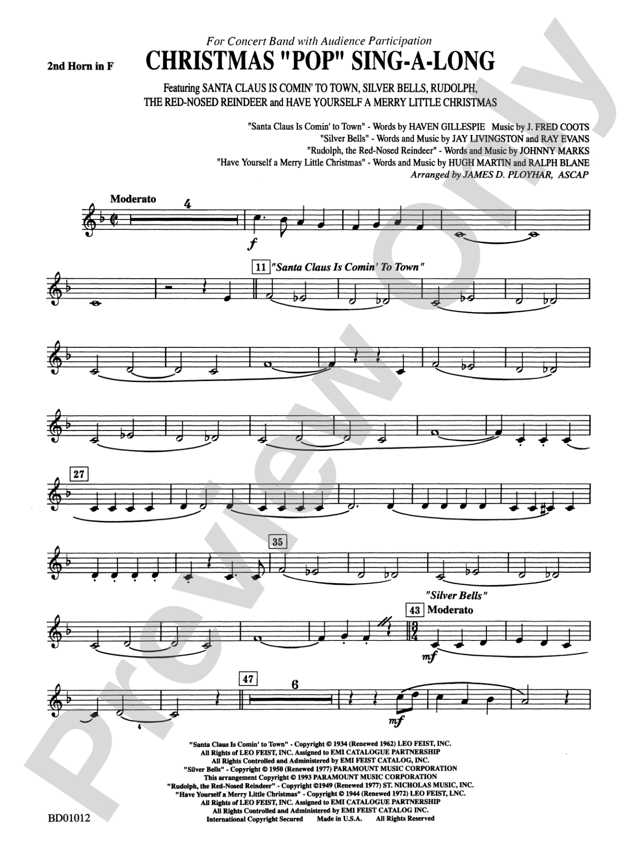 Christmas "Pop" Sing Along (for Concert Band with Audience Participation): 2nd F Horn