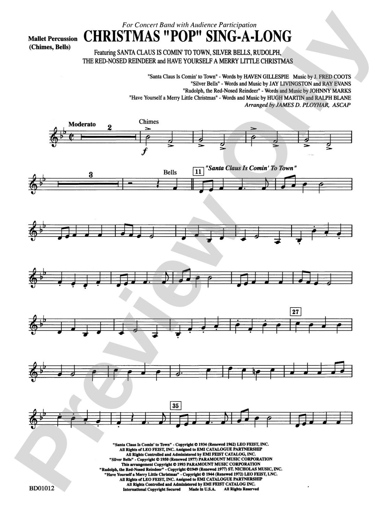 Christmas "Pop" Sing Along (for Concert Band with Audience Participation): Mallets