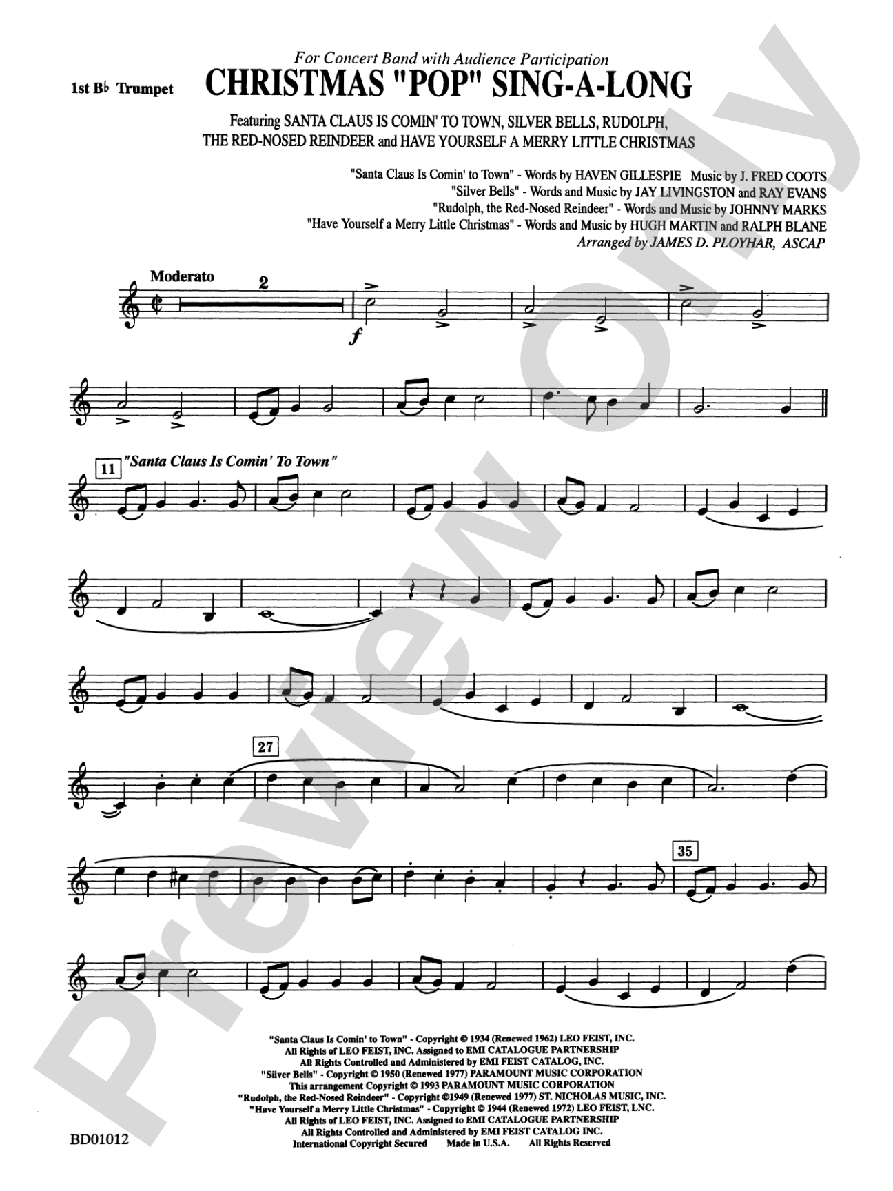 Christmas "Pop" Sing Along (for Concert Band with Audience Participation): 1st B-flat Trumpet