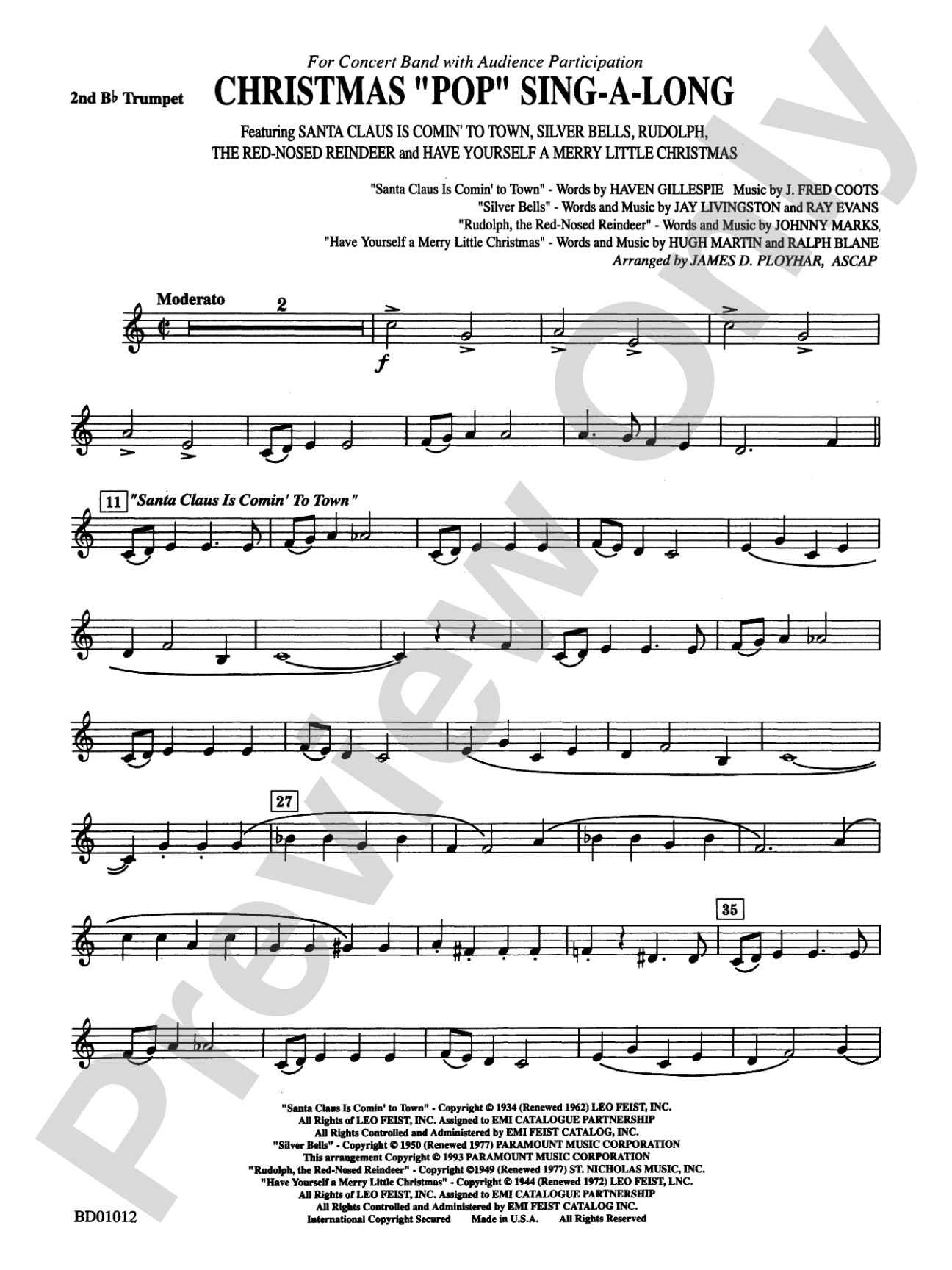 Christmas "Pop" Sing Along (for Concert Band with Audience Participation): 2nd B-flat Trumpet