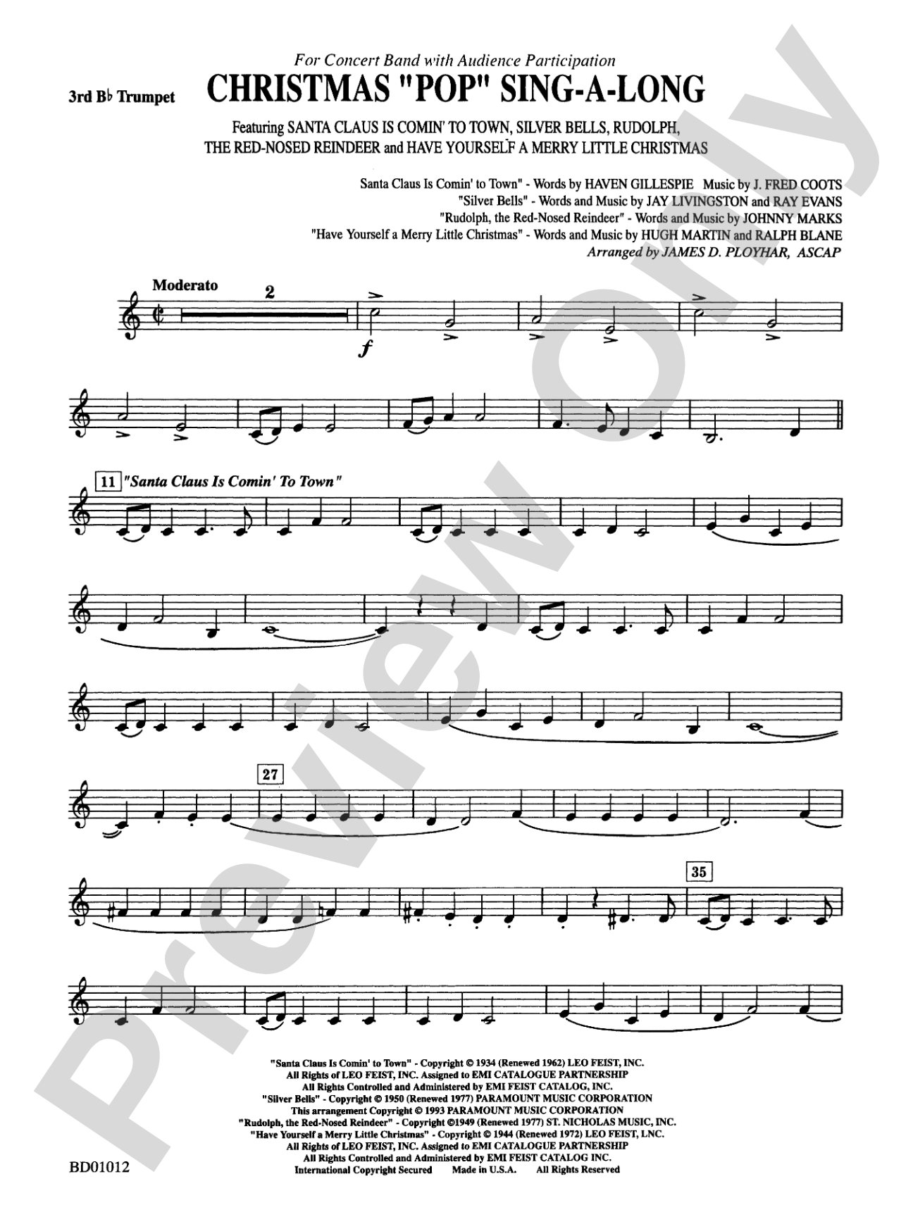 Christmas "Pop" Sing Along (for Concert Band with Audience Participation): 3rd B-flat Trumpet