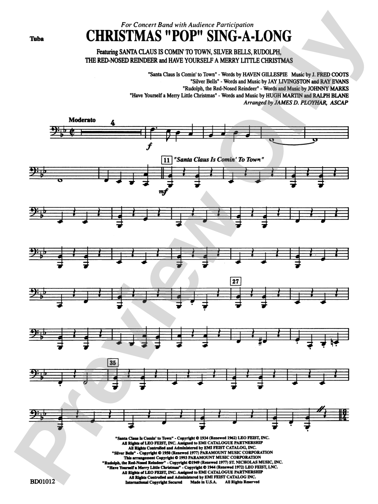 Christmas "Pop" Sing Along (for Concert Band with Audience Participation): Tuba