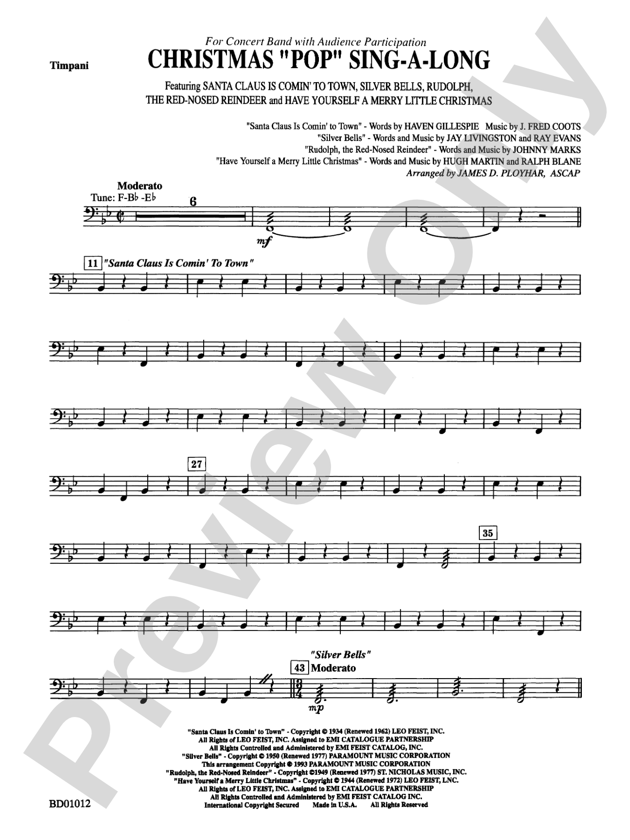 Christmas "Pop" Sing Along (for Concert Band with Audience Participation): Timpani