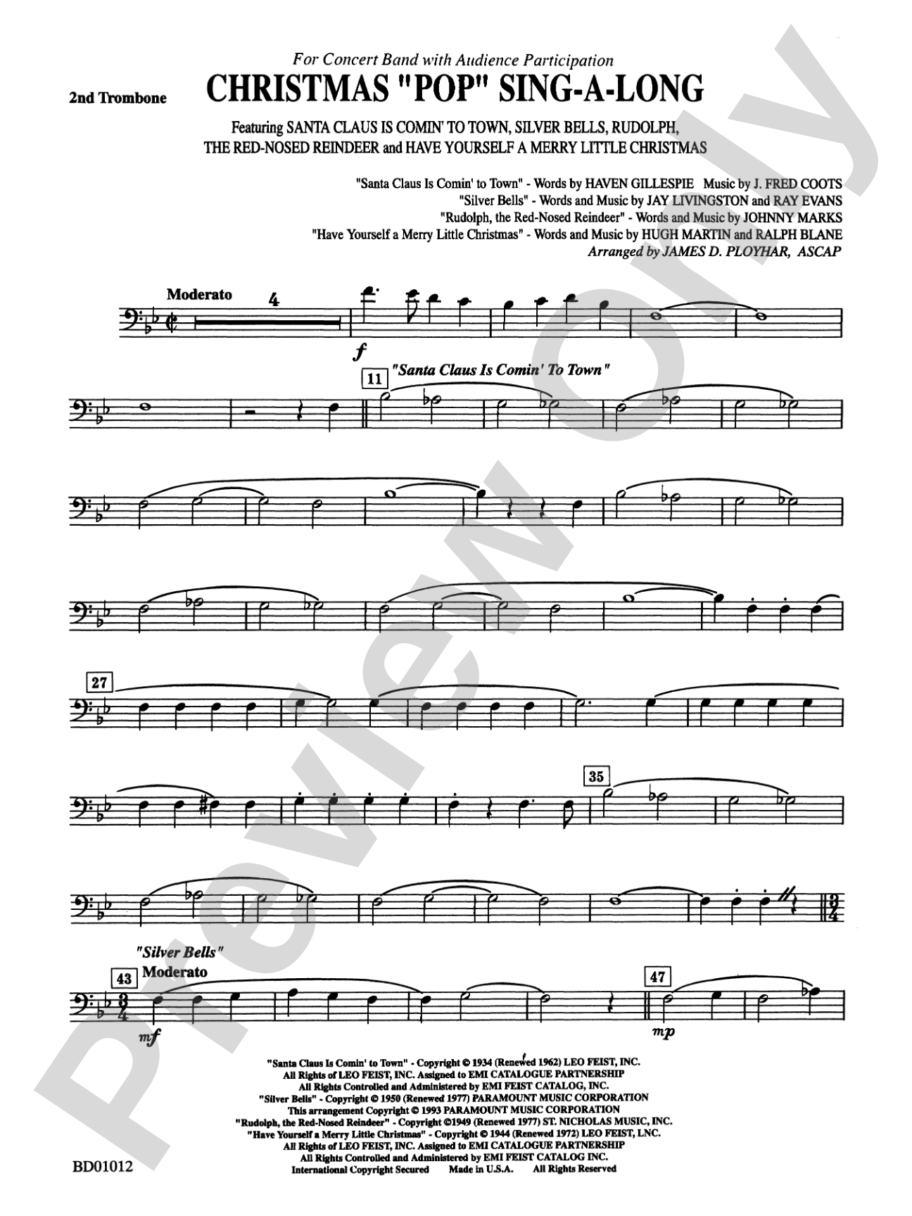 Christmas "Pop" Sing Along (for Concert Band with Audience Participation): 2nd Trombone