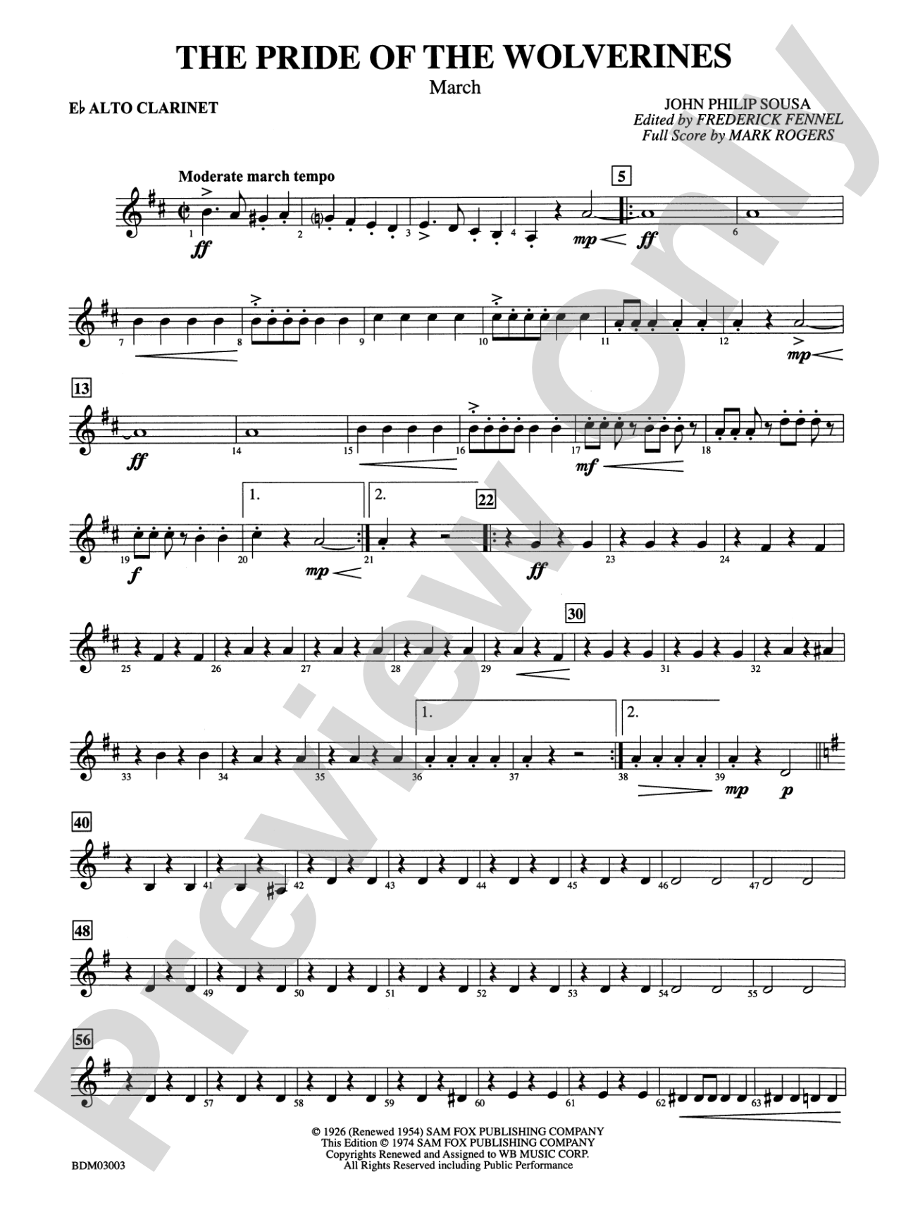 The Pride of the Wolverines: E-flat Alto Clarinet