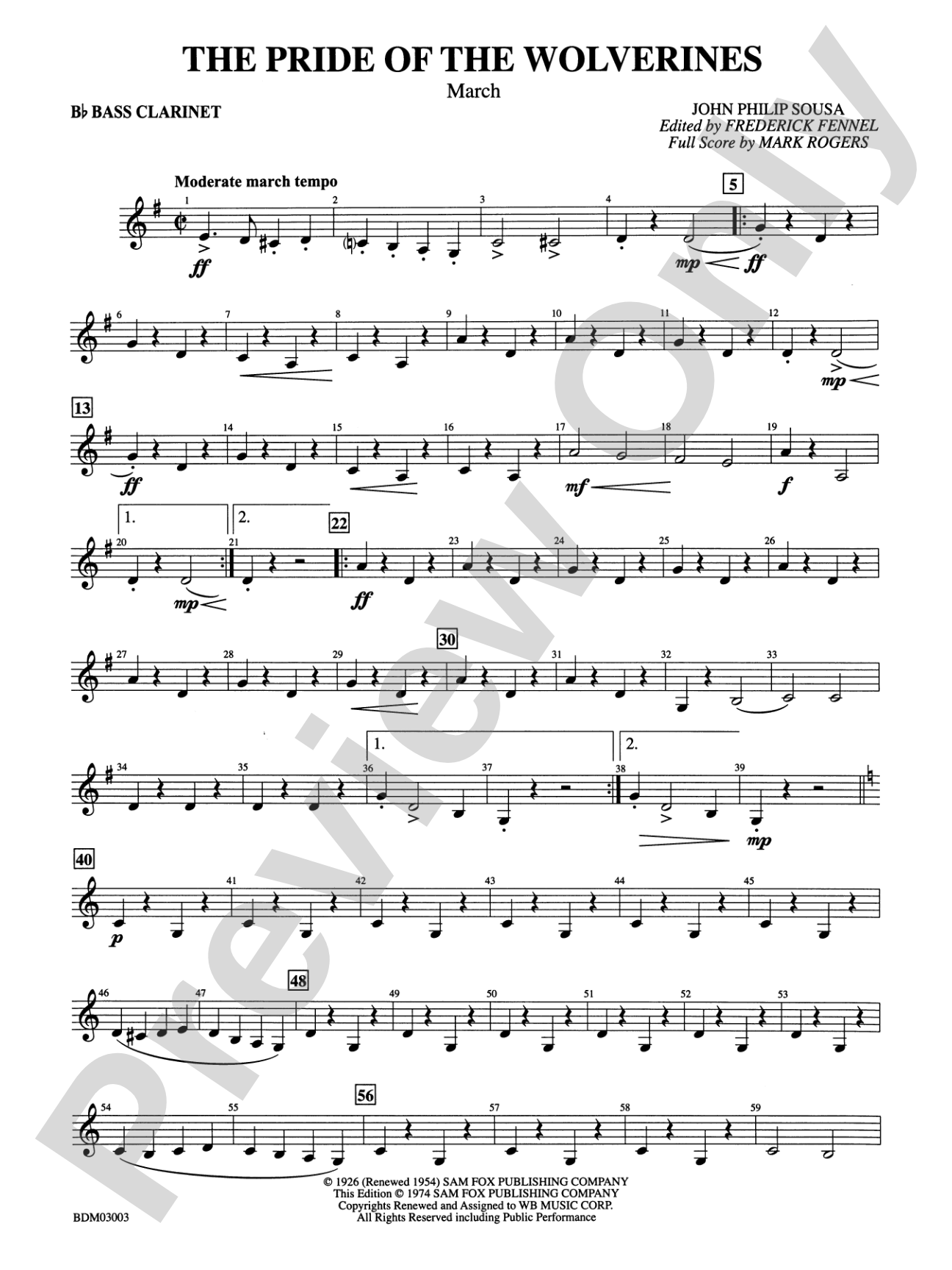 The Pride of the Wolverines: B-flat Bass Clarinet