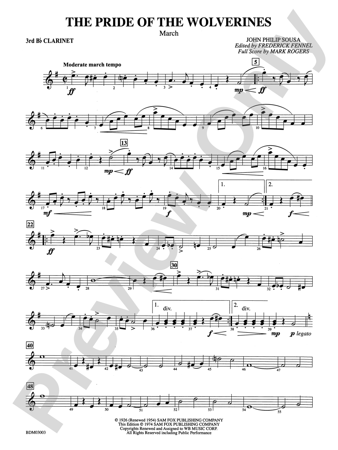 The Pride of the Wolverines: 3rd B-flat Clarinet