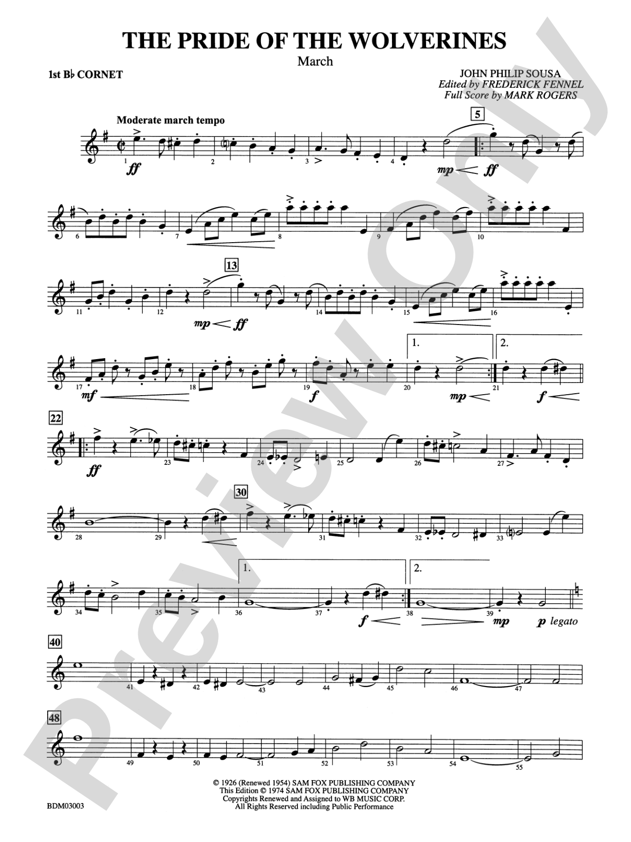 The Pride of the Wolverines: 1st B-flat Cornet
