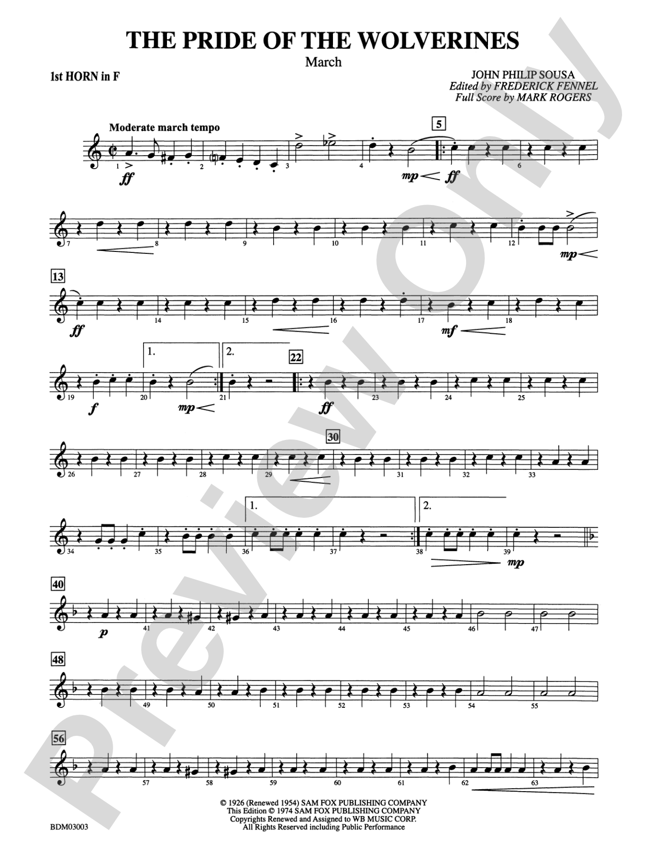 The Pride of the Wolverines: 1st F Horn