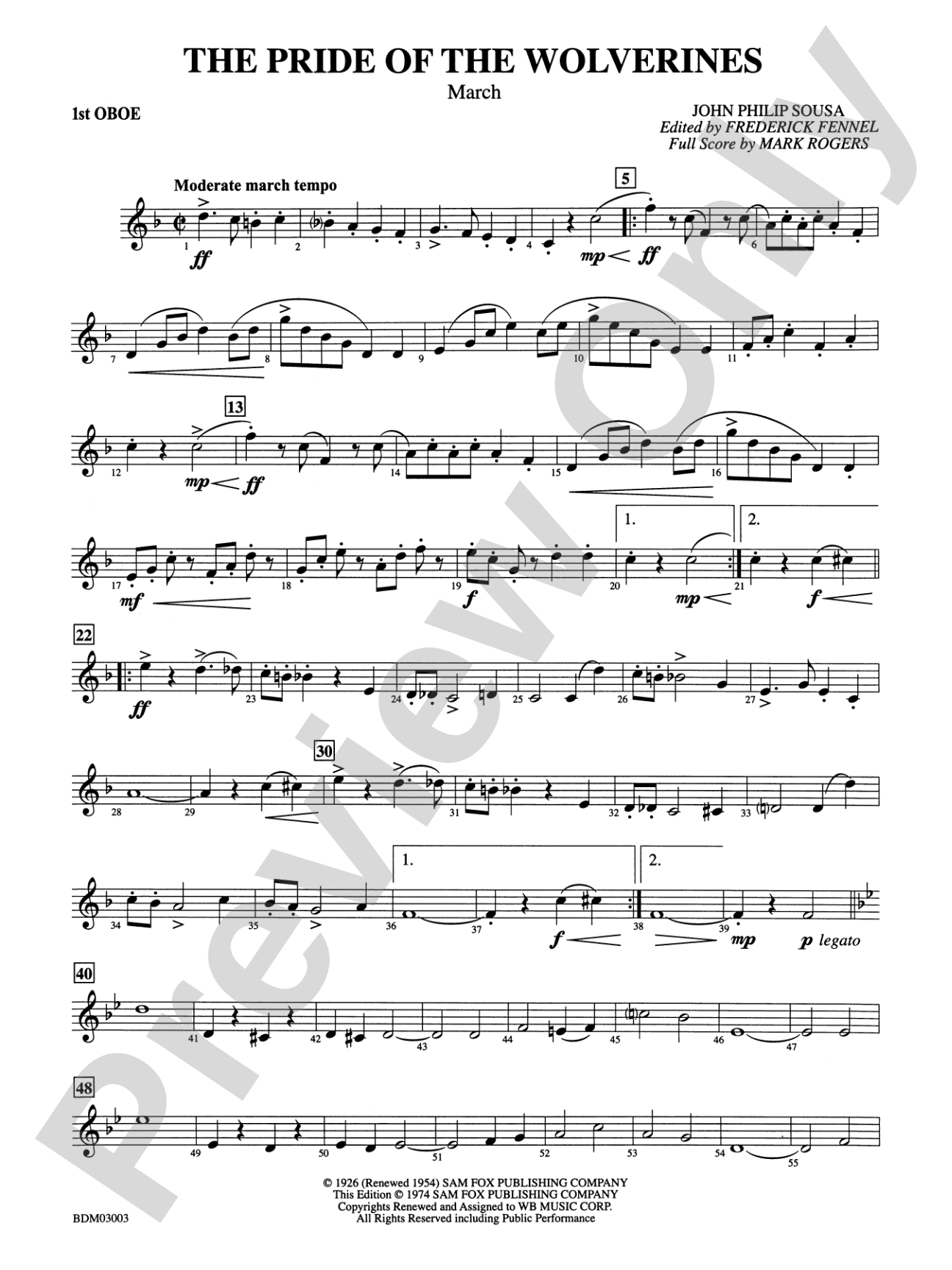 The Pride of the Wolverines: Oboe