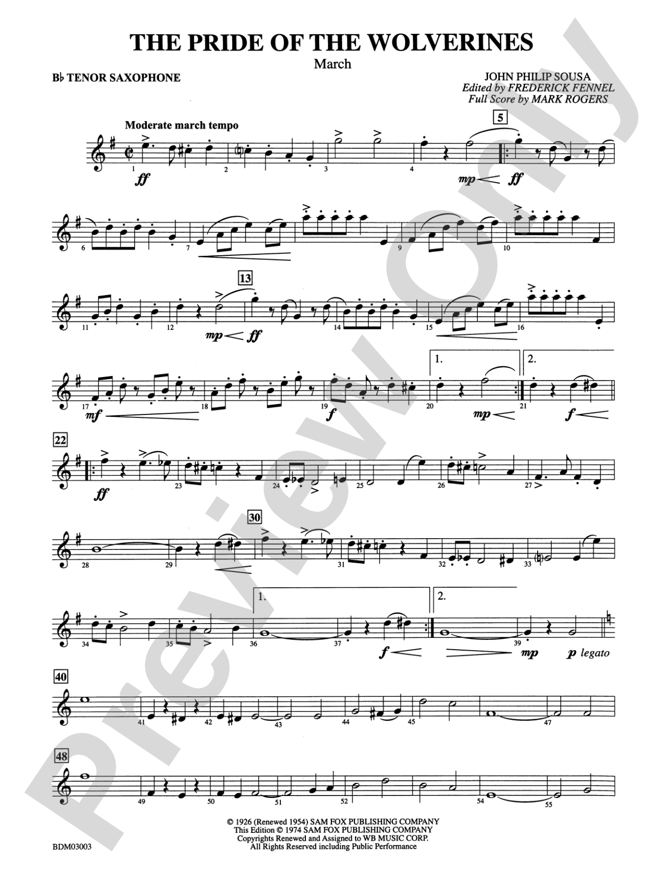 The Pride of the Wolverines: B-flat Tenor Saxophone